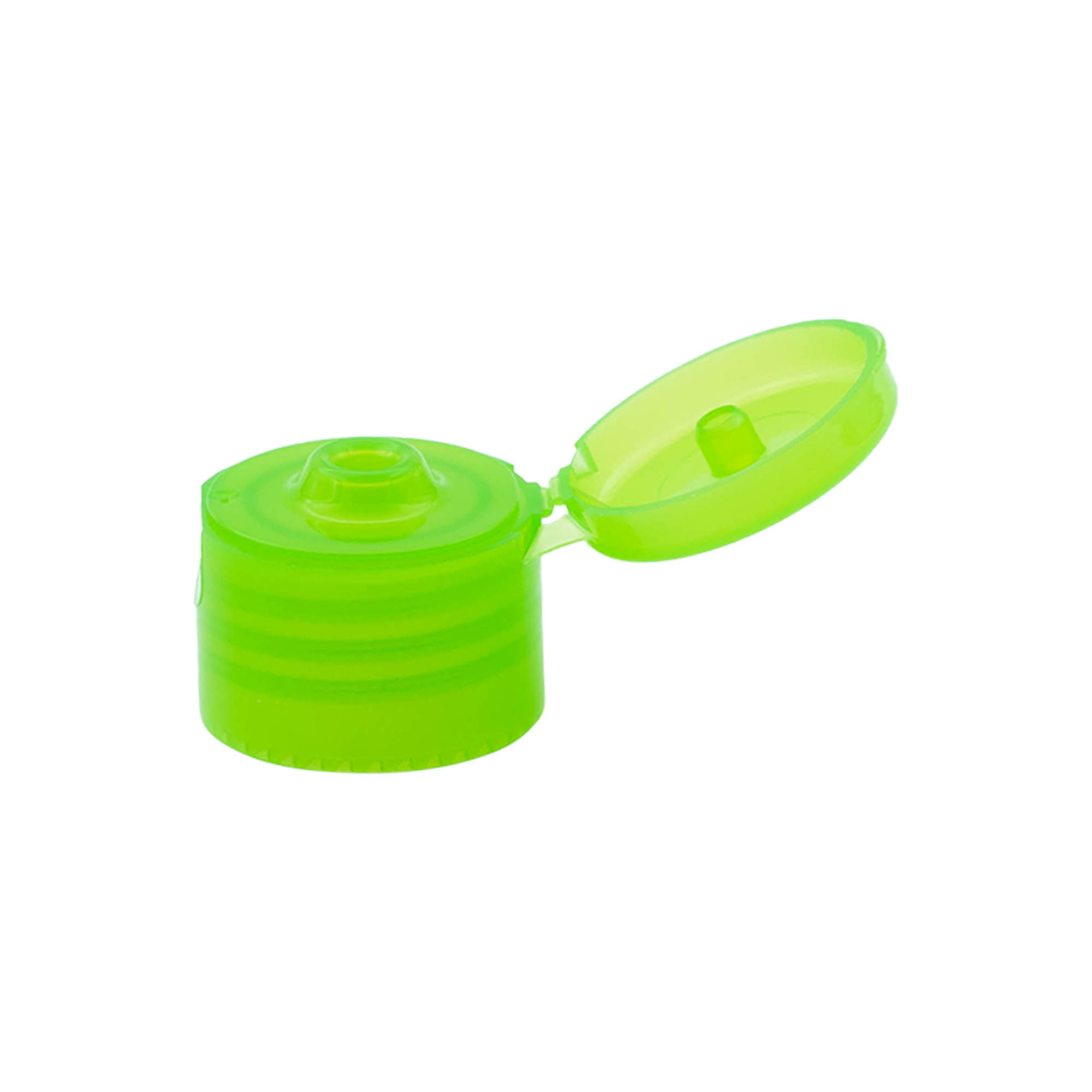 Zavitni pokrov z zložljivim tečajem, PP-plastika, zelena, za odprtino: 24/410 Zavitni pokrov z zložljivim tečajem, PP-plastika, zelena, za odprtino: 24/410