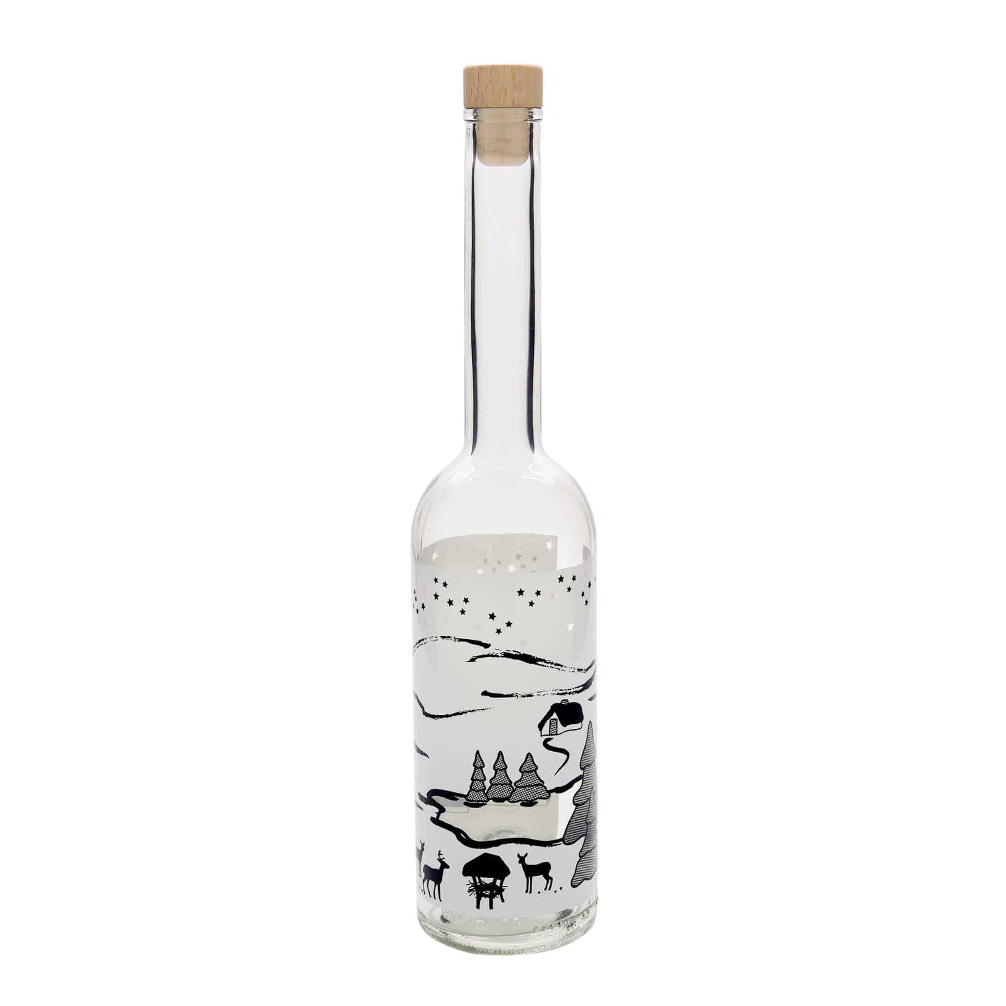 500 ml steklena steklenica »Opera«, motiv: zimska pravljica Bianco, ustje: pluta