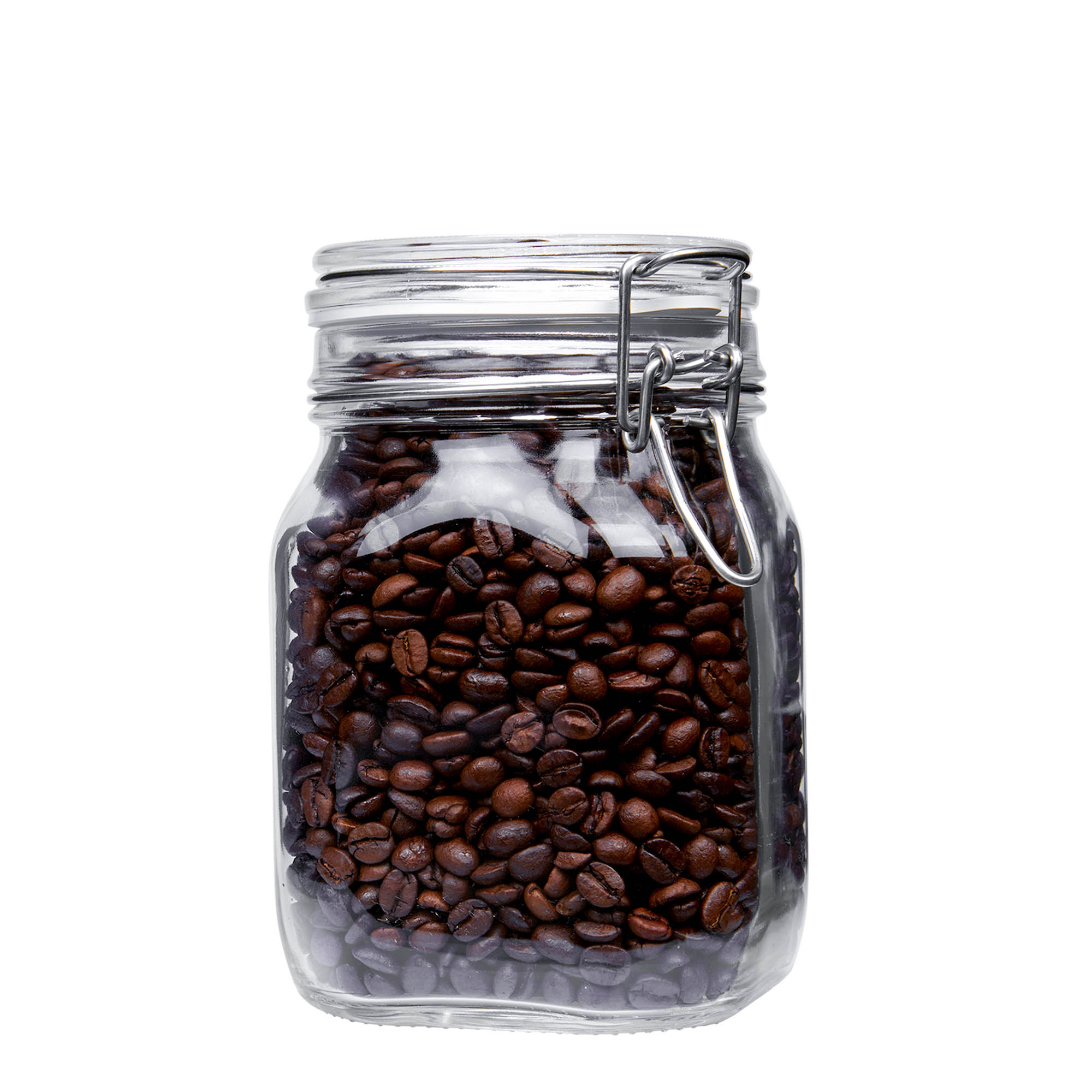 1.000 ml steklenica s kovinskim zaponkom 'Fido', kvadratna, odprtina: kovinska zaponka