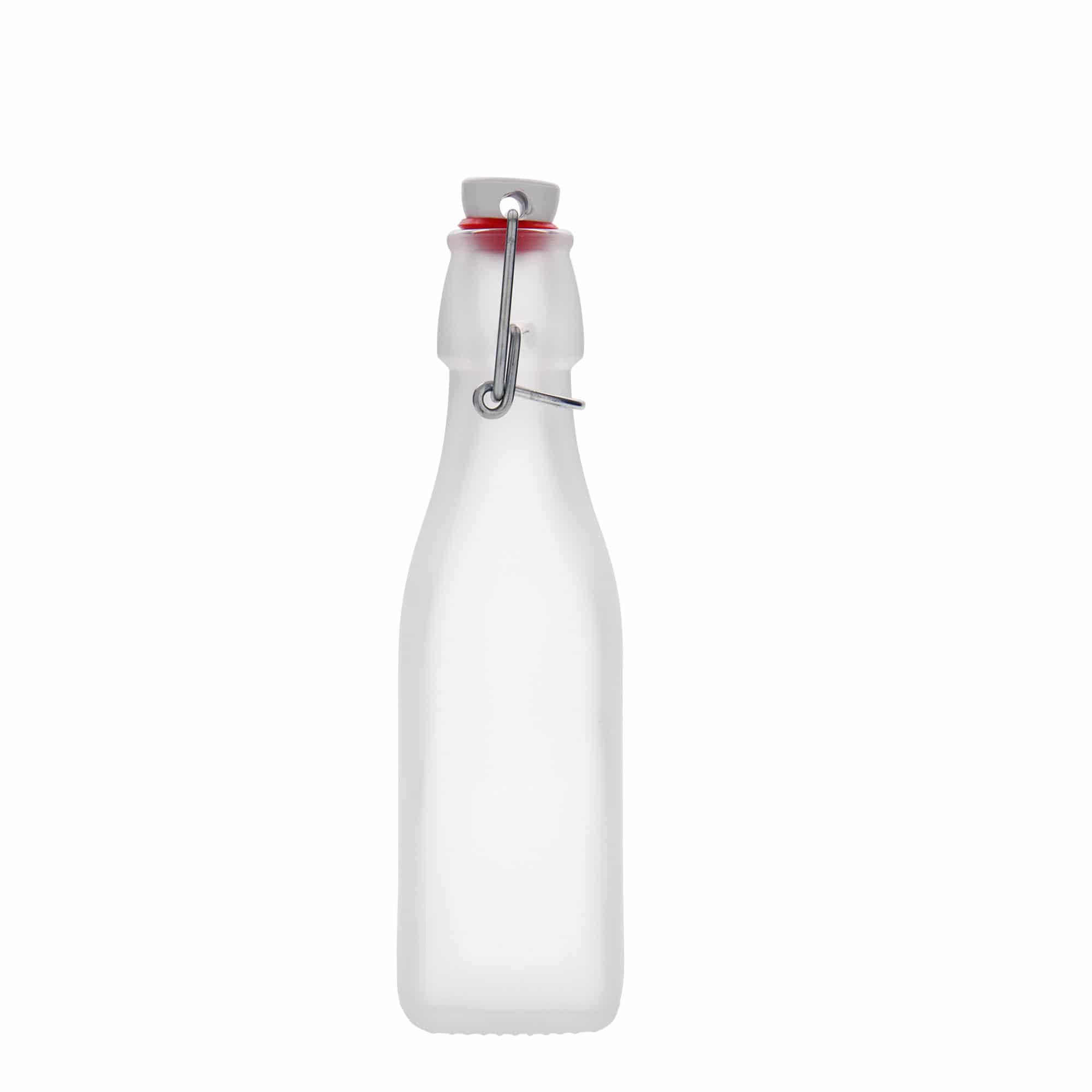 250 ml steklena steklenica »Swing«, kvadratna, bela, ustje: zamašek s tesnilom