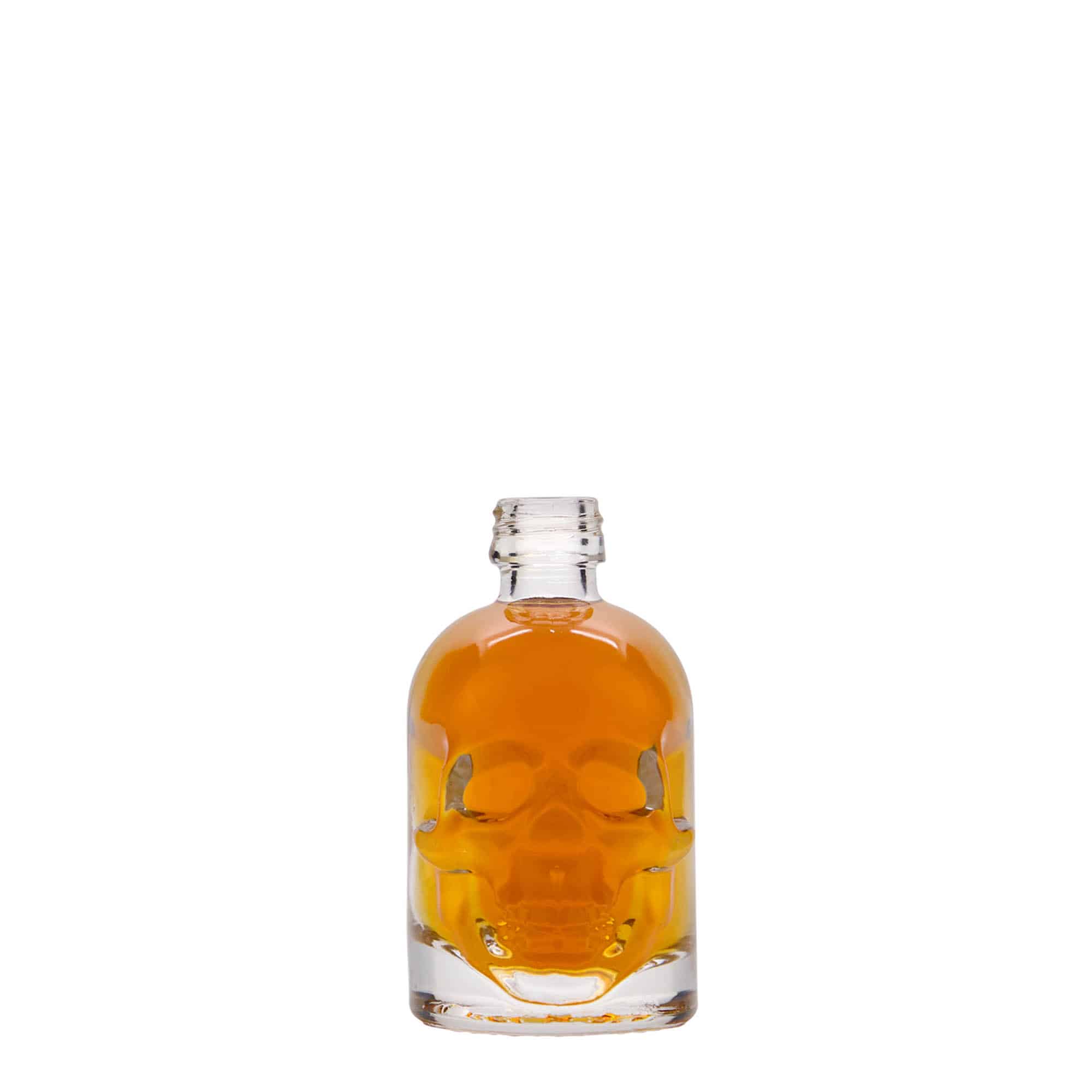 50 ml steklena steklenica »Mrtvaška glava«, ustje: PP 18