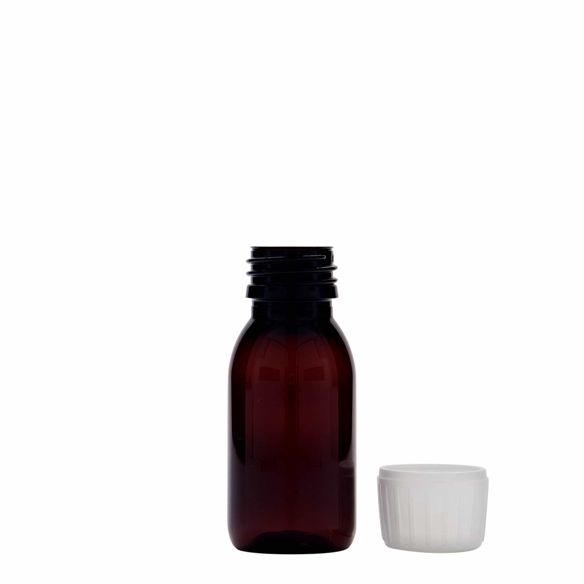 60 ml PET-medicinska steklenička, rjava, plastika, odprtina: PP 28