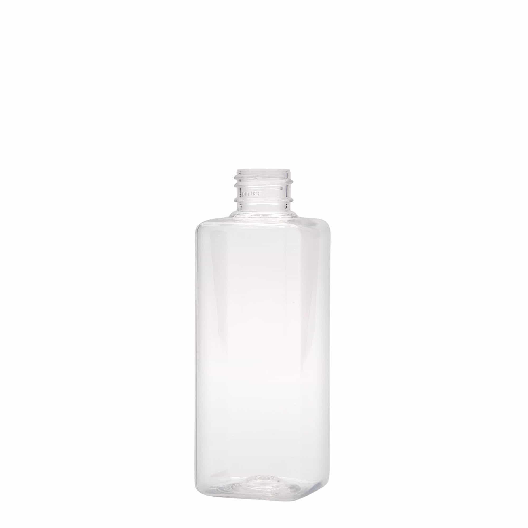 200 ml steklenica iz PET plastike »Karl«, kvadratna, plastika, ustje: GPI 24/410