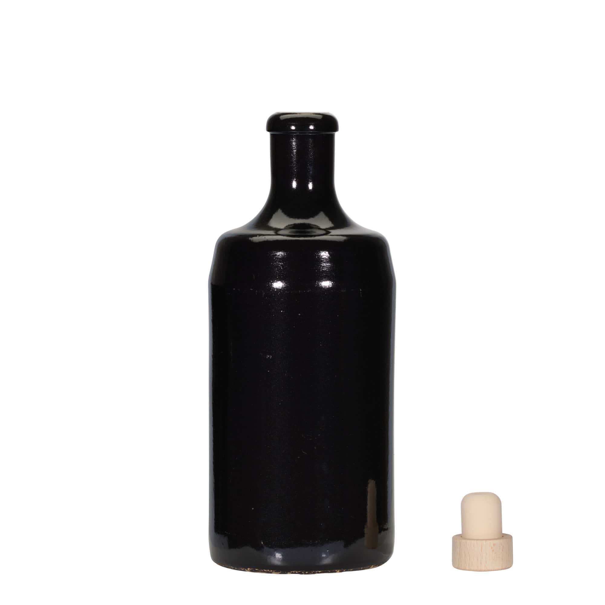 700 ml lončeni vrč »Calvados«, lončevina, črna, motiv: pluta