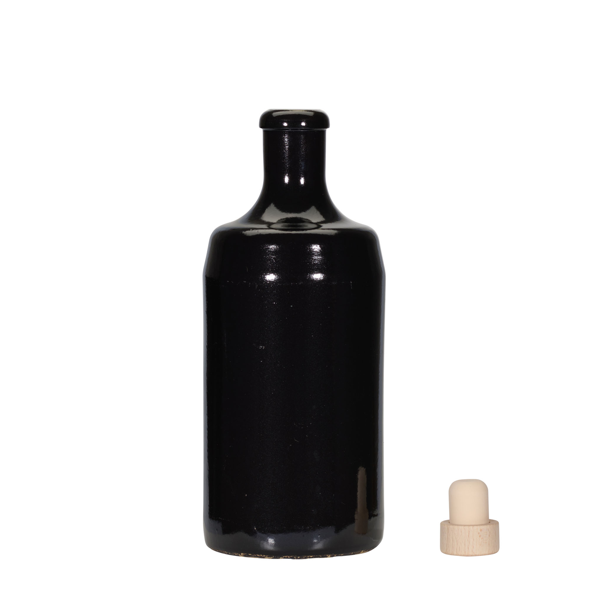 700 ml glineni vrč 'Calvados, kamnita glina, črn, ustje: pluta