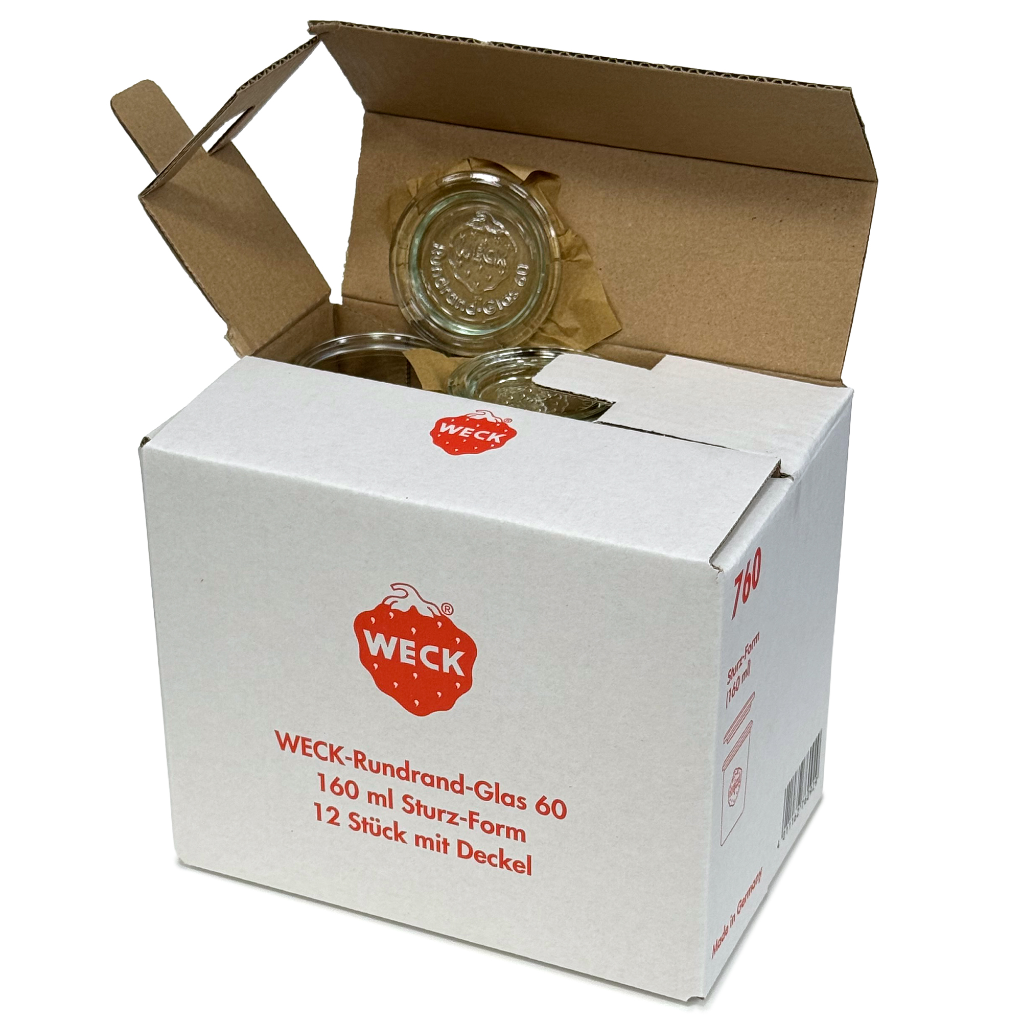 12x 160 ml WECK kozarec za vlaganje s steklenim pokrovom RR 60
