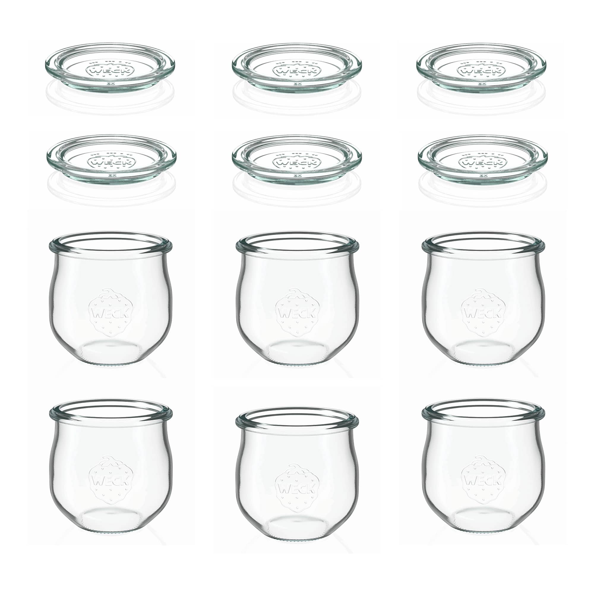 6x 370 ml WECK kozarec tulipan s steklenim pokrovom RR 80