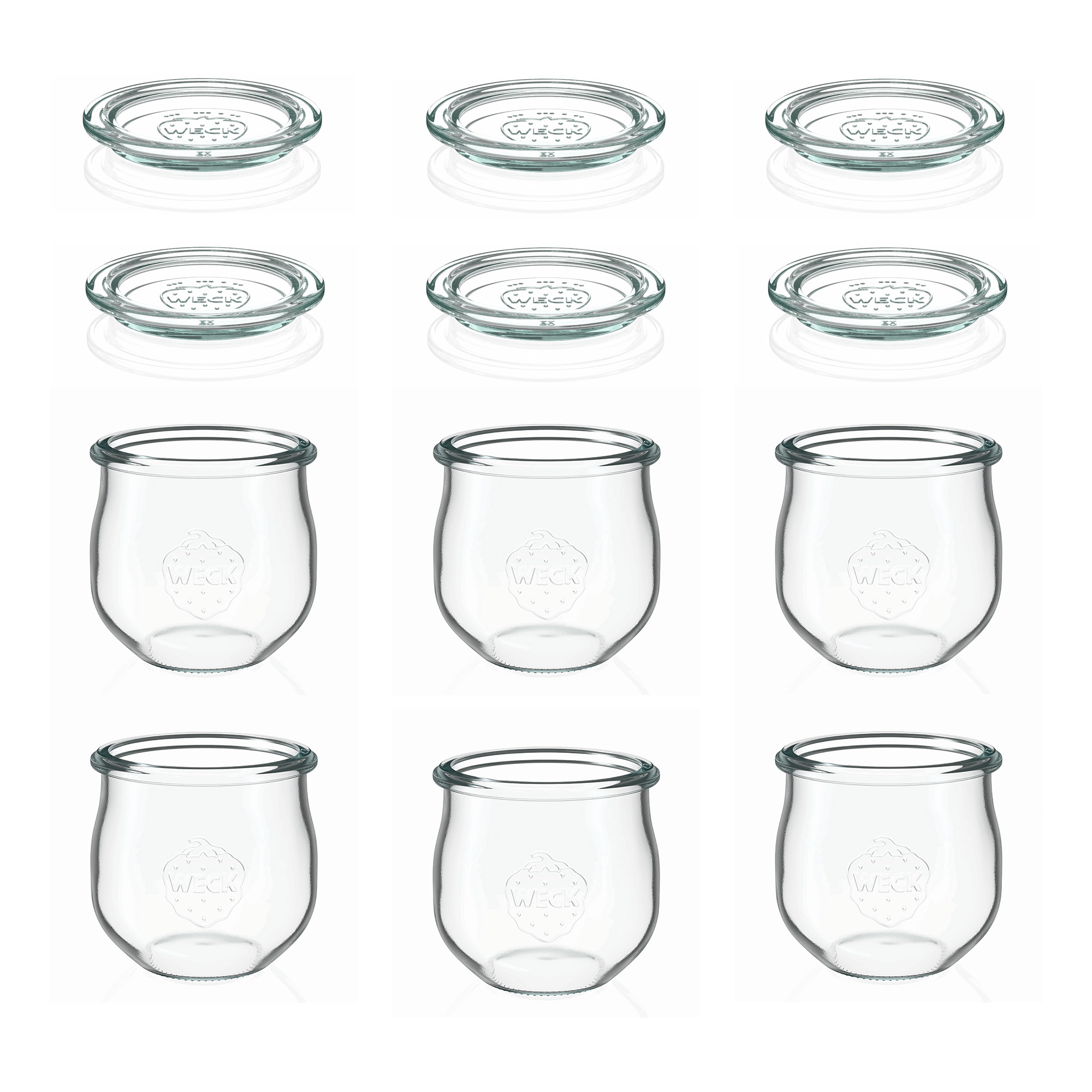 6x 370 ml WECK kozarec tulipan s steklenim pokrovom RR 80