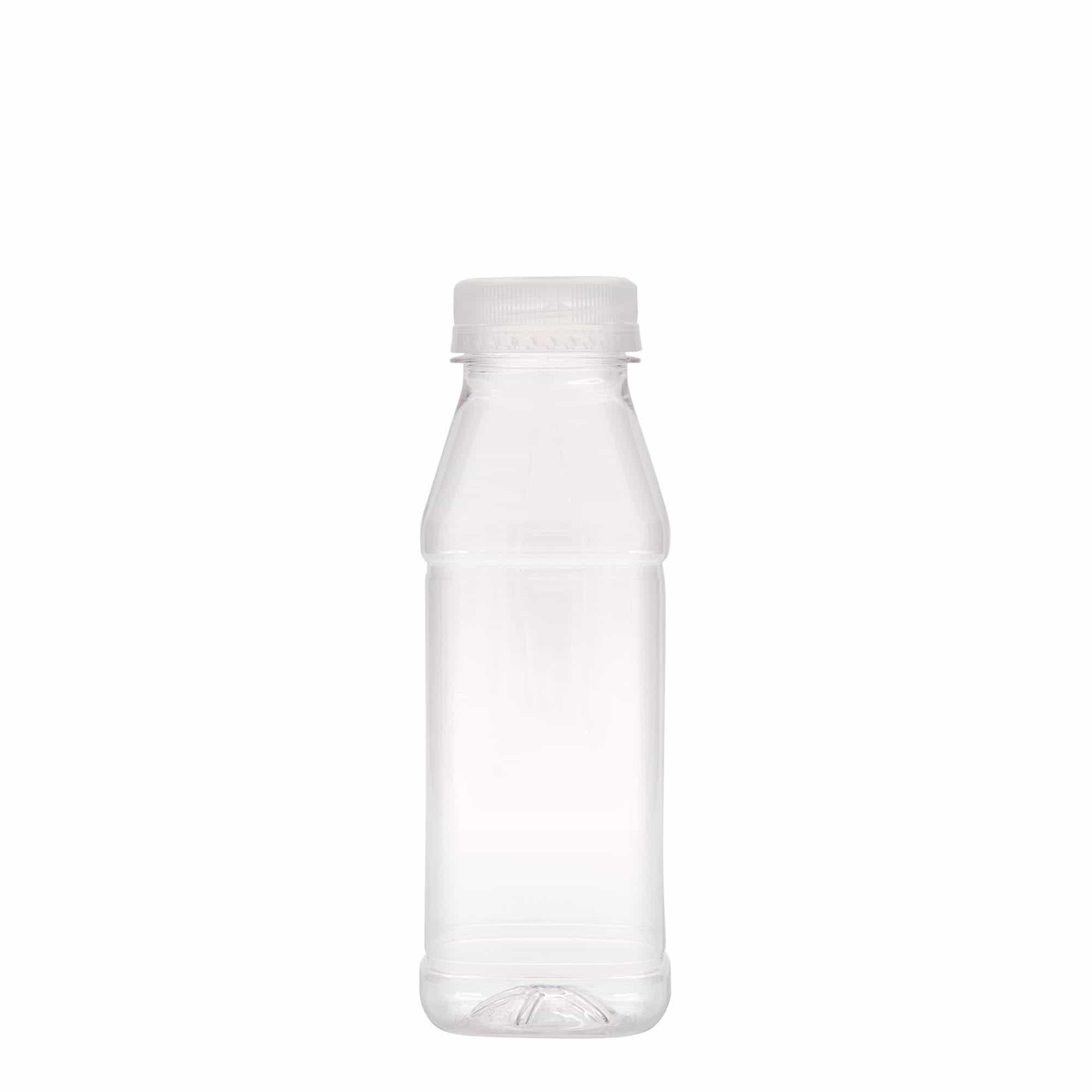 330 ml PET-flaska 'Milk and Juice Carré', kvadratna, plastika, odprtina: 38 mm