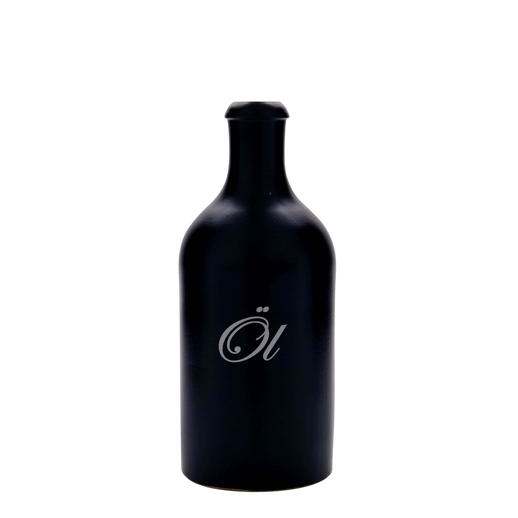 500 ml lončeni vrč, motiv: Olje, lončevina, črna, ustje: pluta 500 ml lončeni vrč, motiv: Olje, lončevina, črna, ustje: pluta