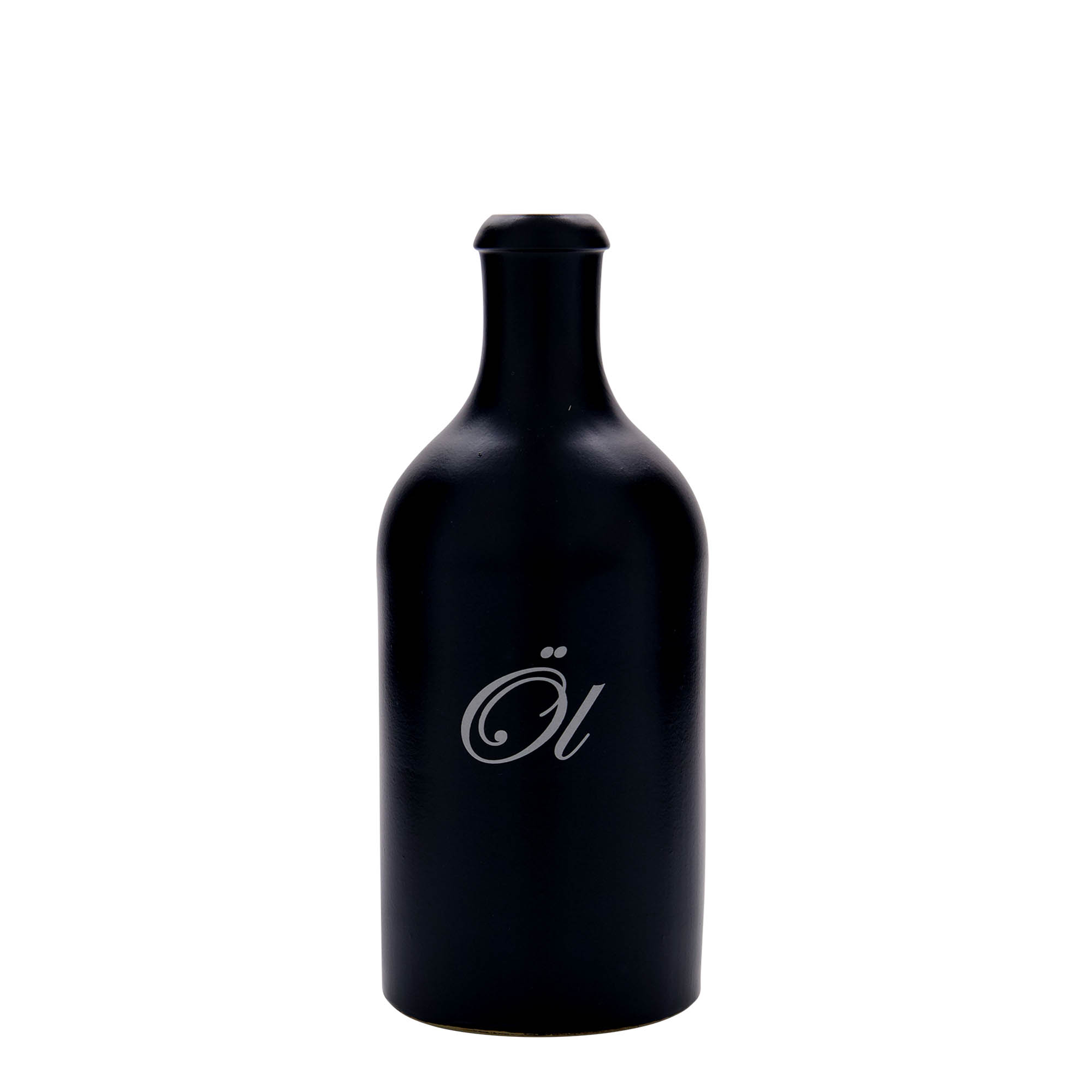 500 ml glineni vrč, motiv: olje, kamnina, črna, odprtina: pluta