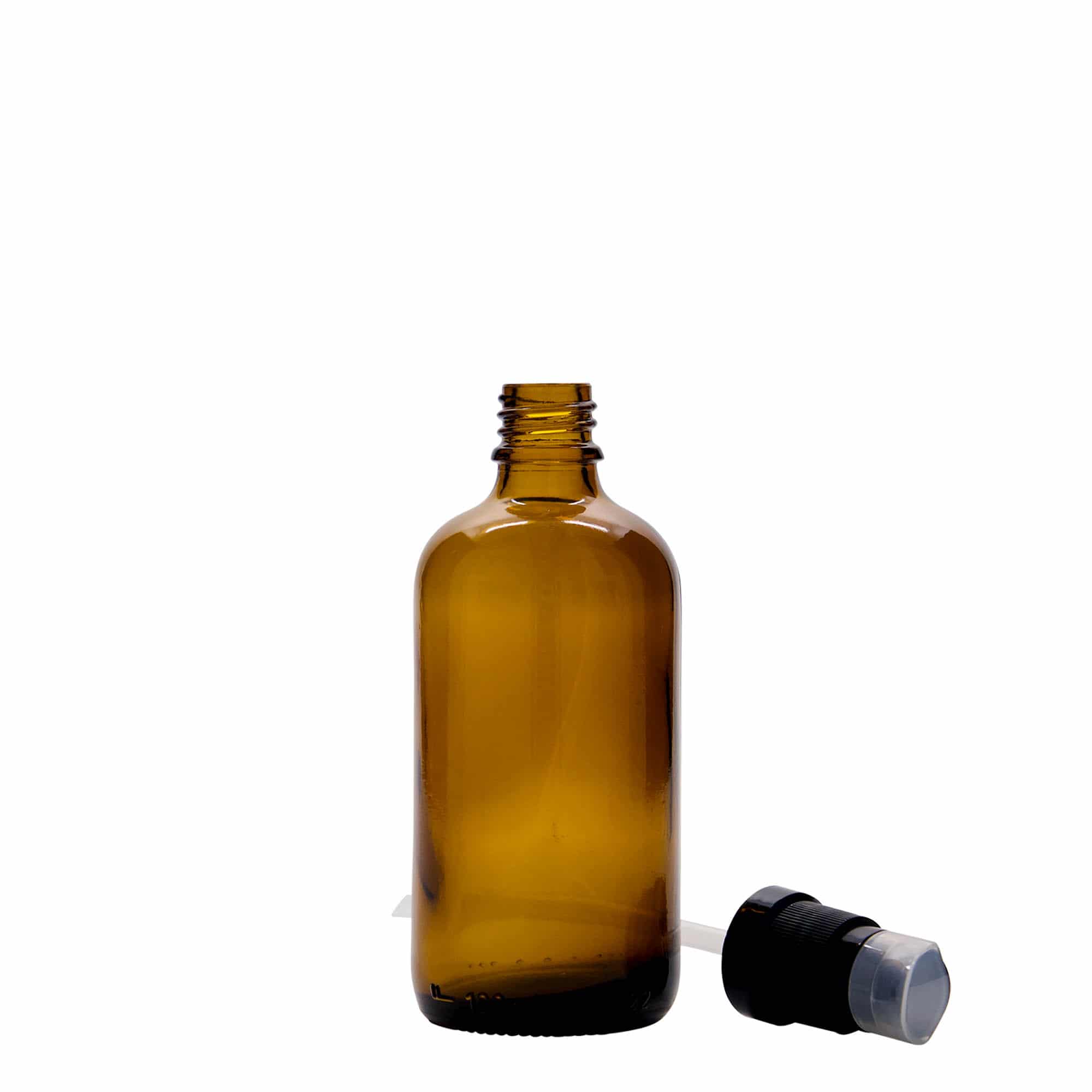 100 ml steklenica za zdravila s črpalko za losjon, steklo, rjava, ustje: DIN 18