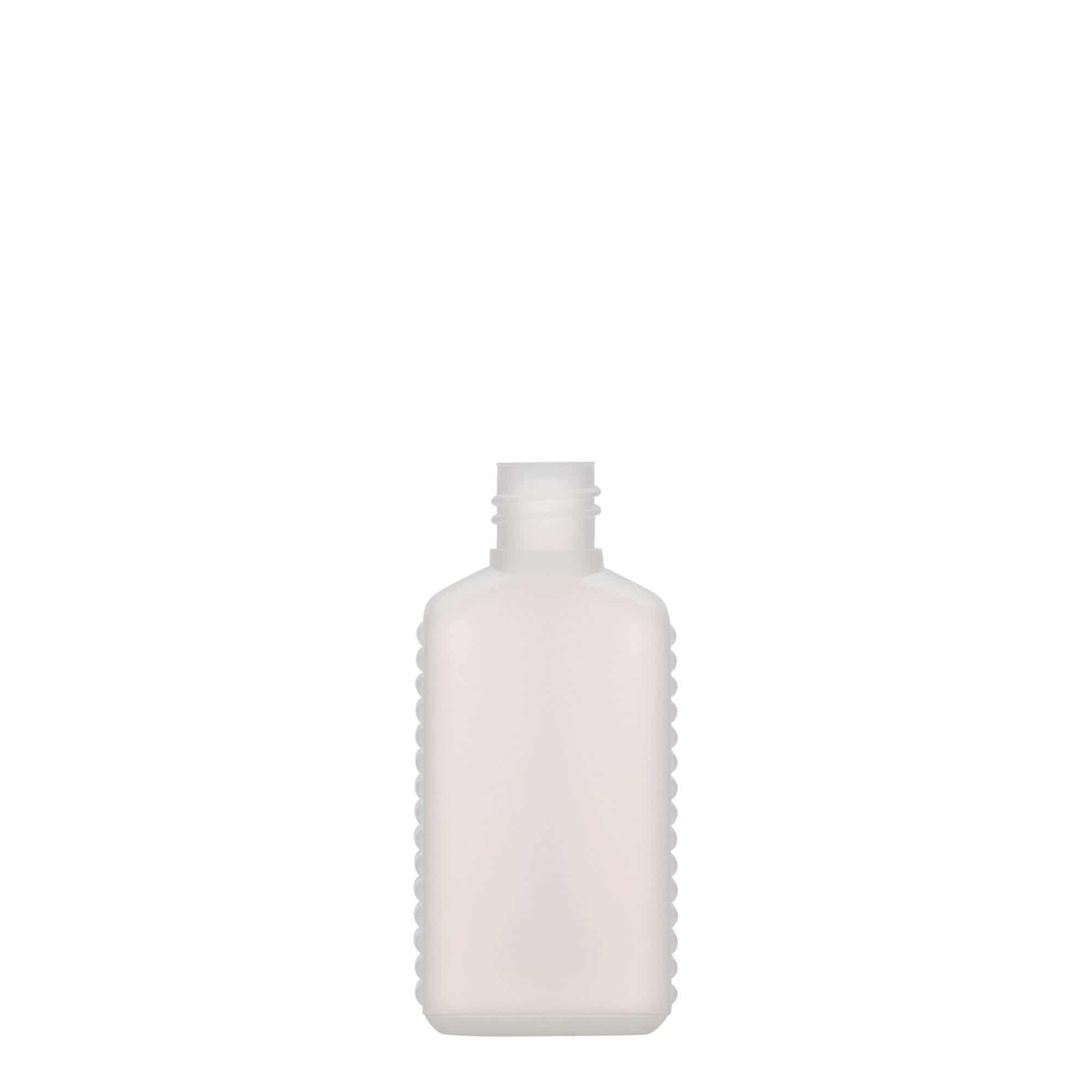 50 ml steklenica kanister z ozkim grlom, pravokotna, plastika HDPE, naravna, ustje: DIN 18 50 ml steklenica kanister z ozkim grlom, pravokotna, plastika HDPE, naravna, ustje: DIN 18