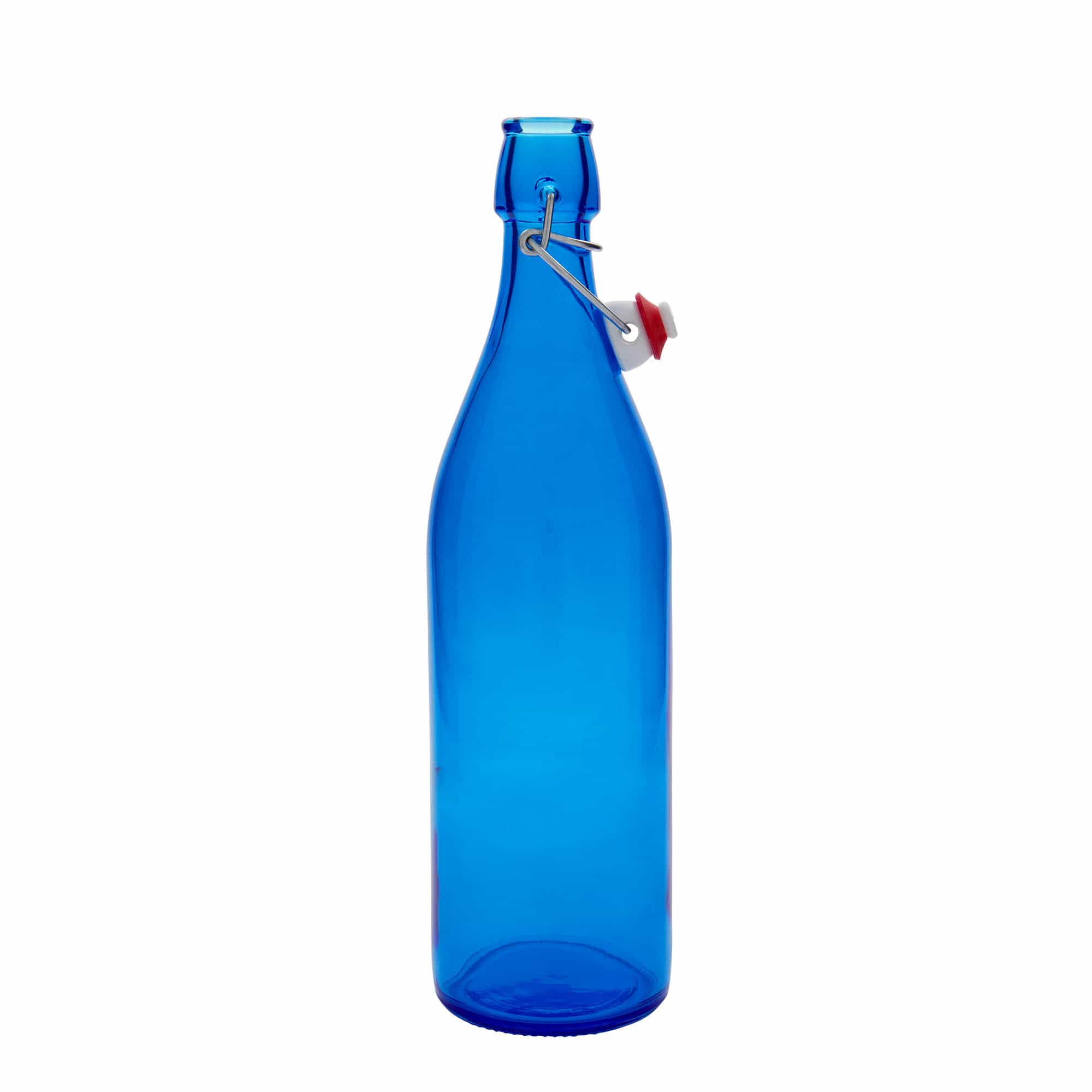 1000 ml steklena steklenica »Giara«, modra, ustje: zamašek s tesnilom