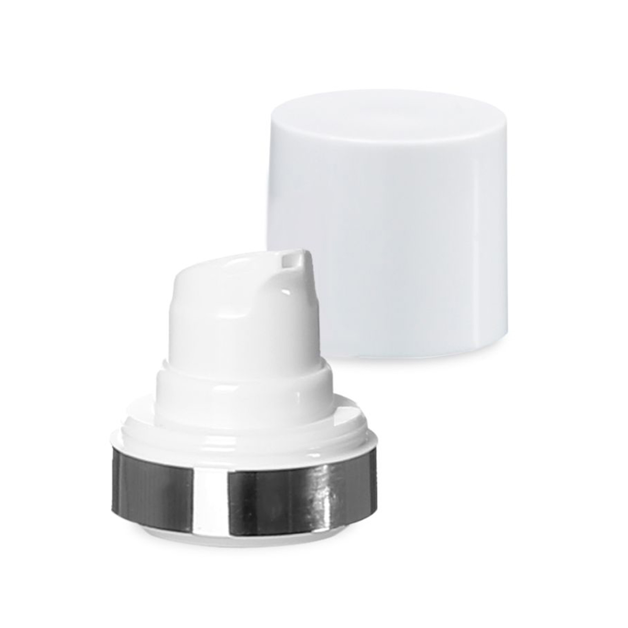 Airless glava Micro srebrni rob + bela, sijajni pokrovček za vtič Airless glava Micro srebrni rob + bela, sijajni pokrovček za vtič