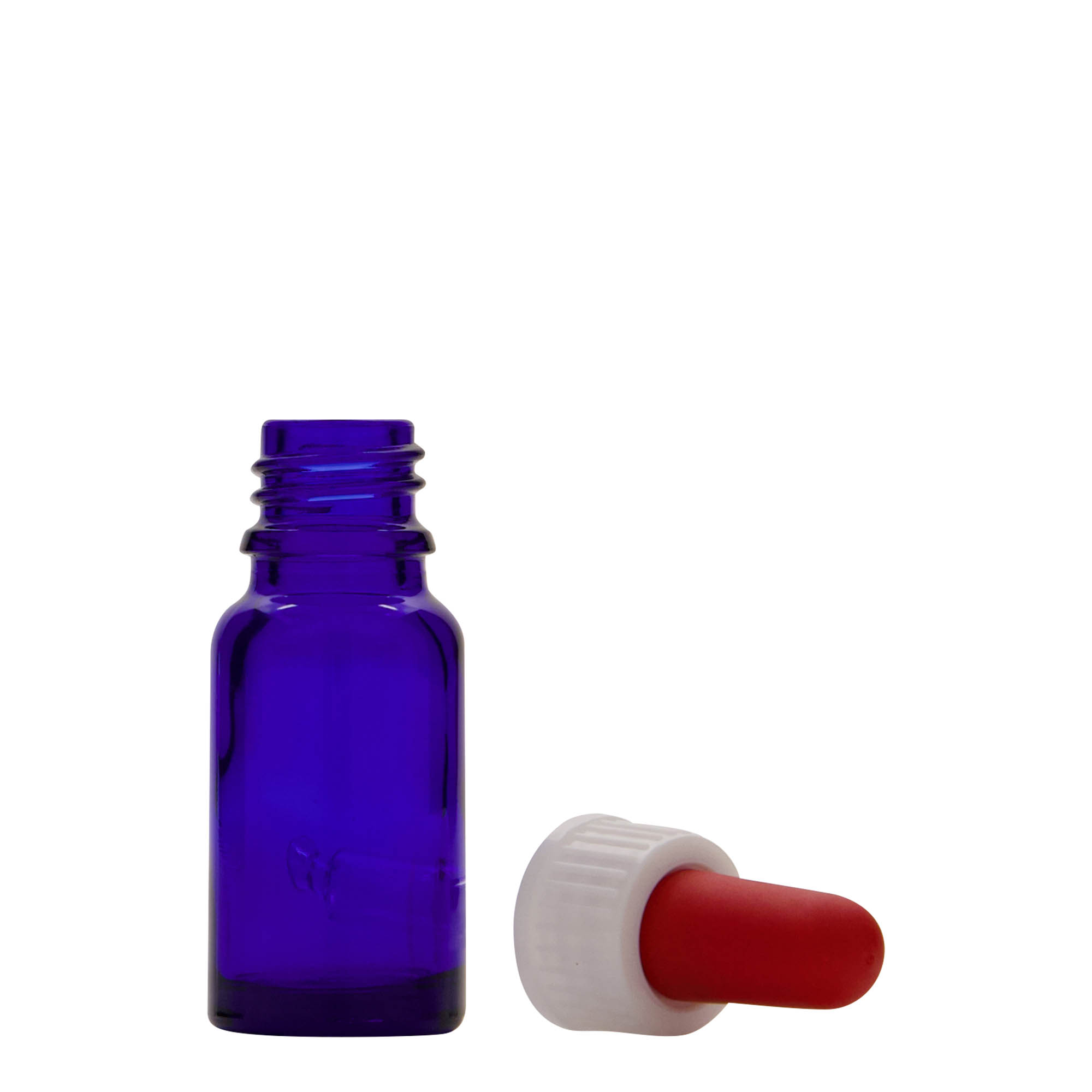 10 ml steklenička z kapalno pipeto, medicinska, steklo, kraljevsko modro-rdeča, odprtina: DIN 18