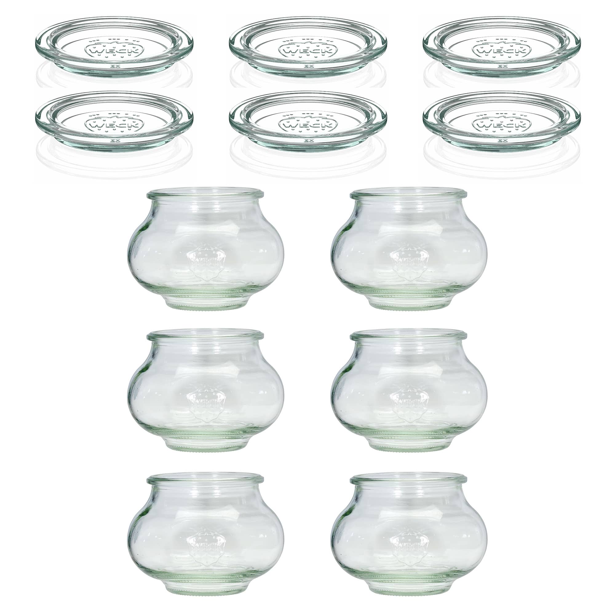 6x 560 ml Dekorativno steklo WECK s steklenim pokrovom RR 80