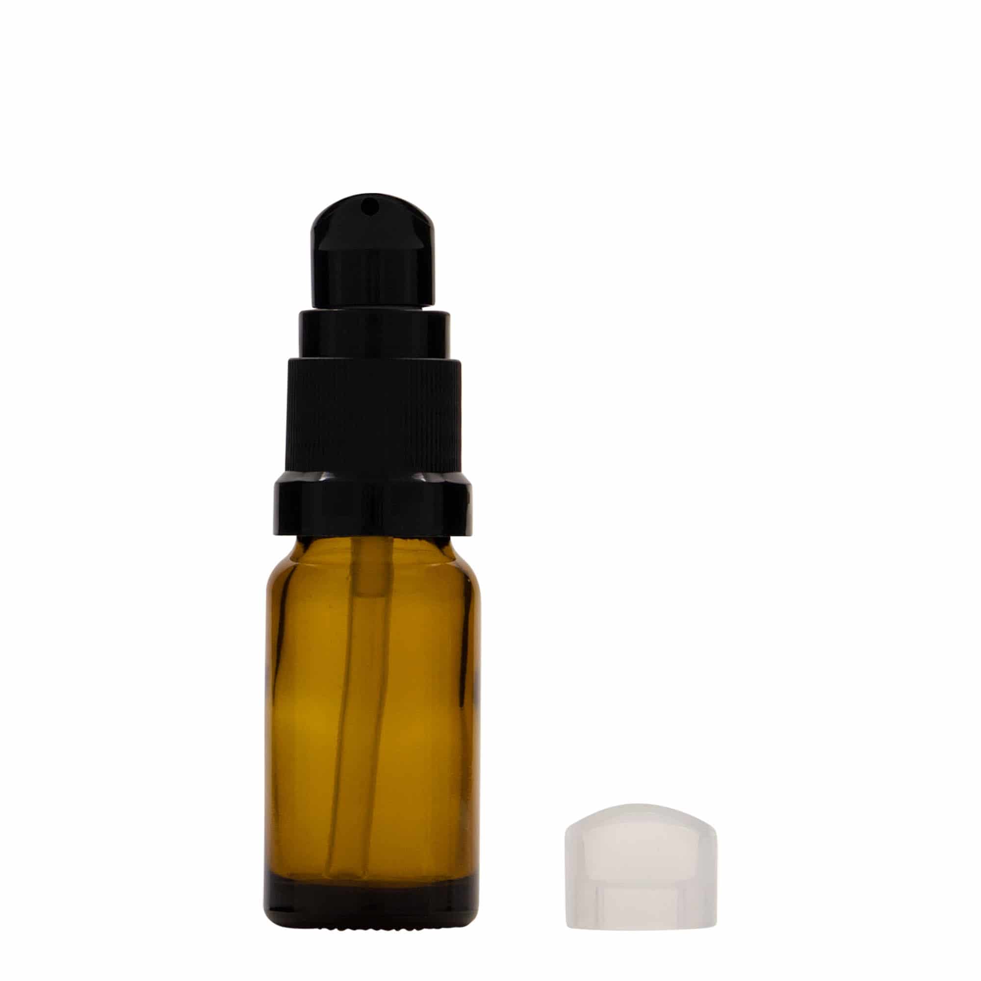 10 ml steklenica za zdravila s črpalko za losjon, steklo, rjava, ustje: DIN 18