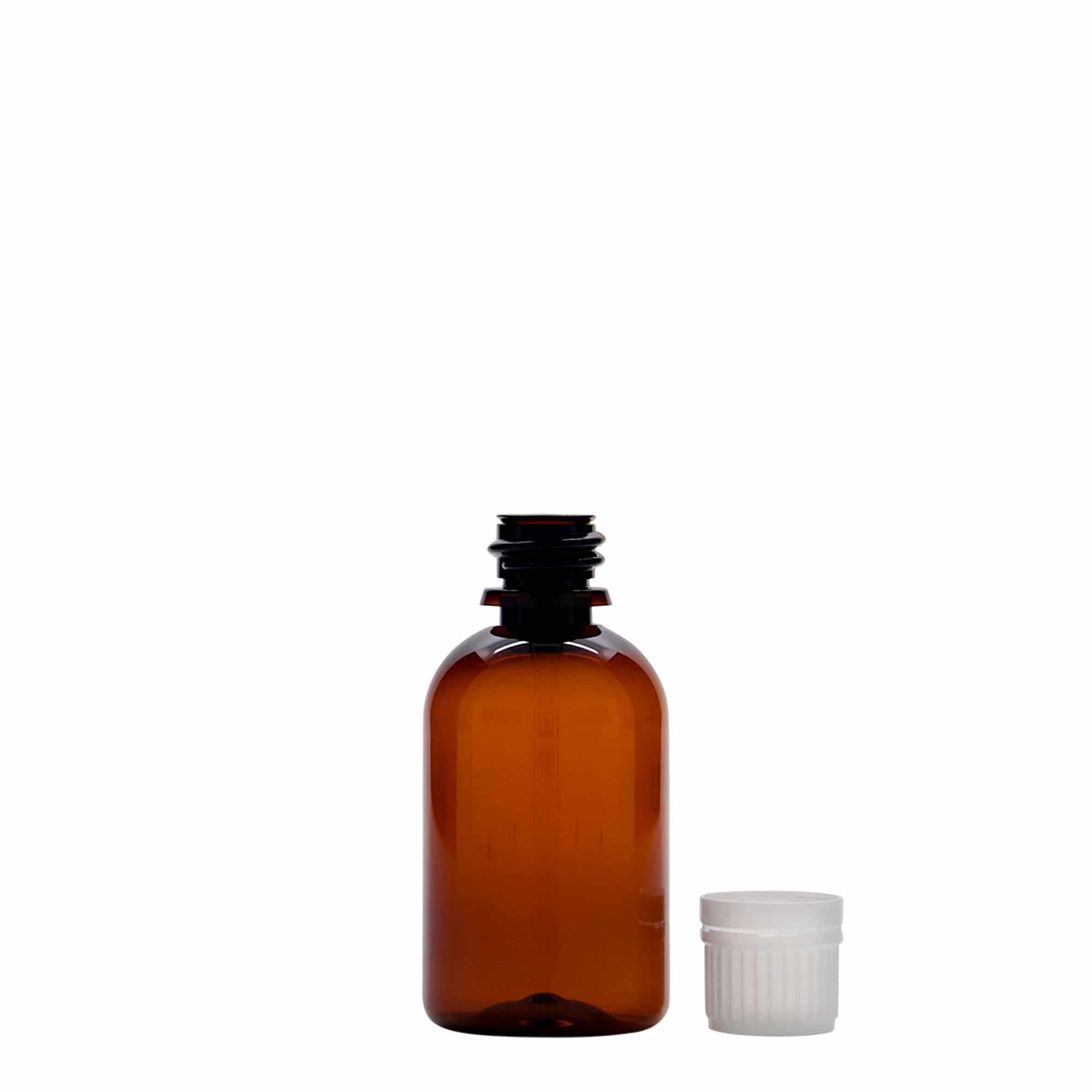 50 ml PET-medicinska steklenička 'Easy Living', rjava, plastika, odprtina: DIN 18