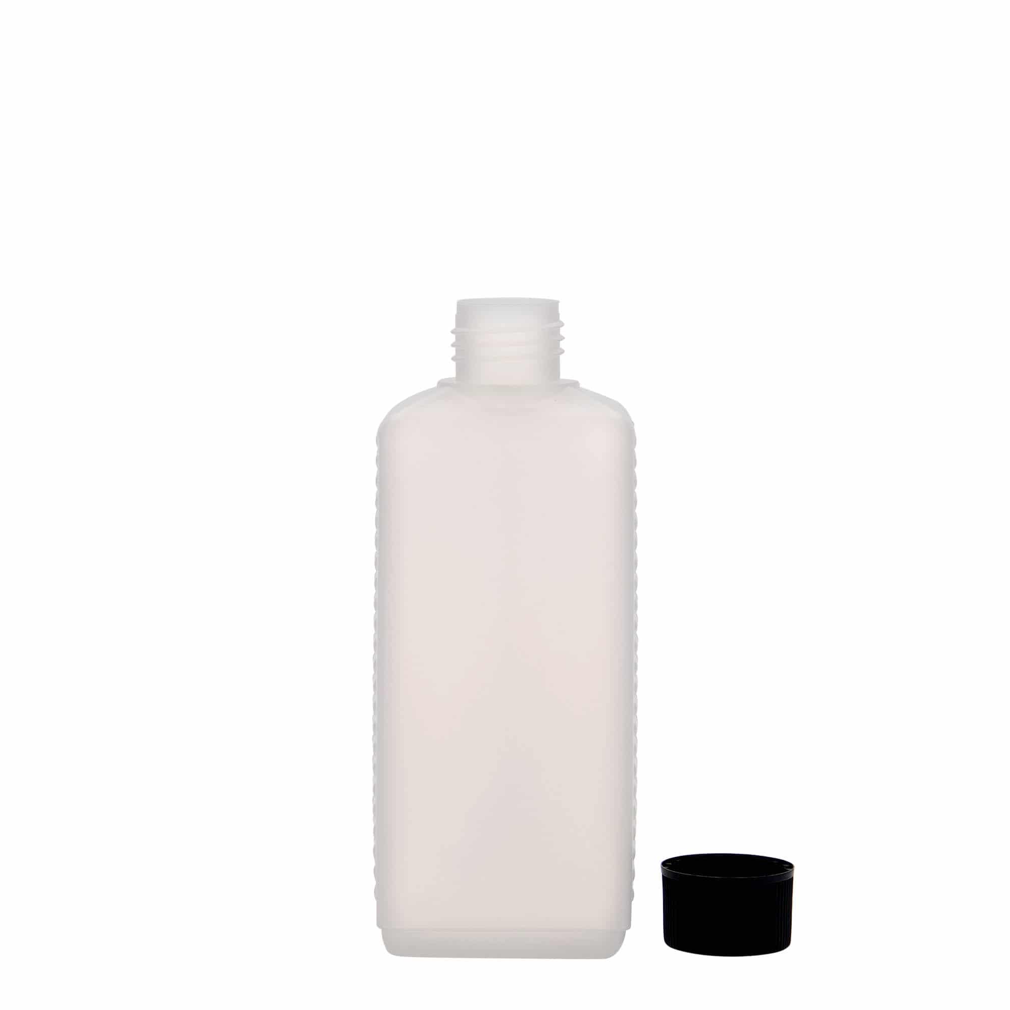 250 ml steklenica kanister, pravokotna, plastika HDPE, naravna, ustje: DIN 25 EPE