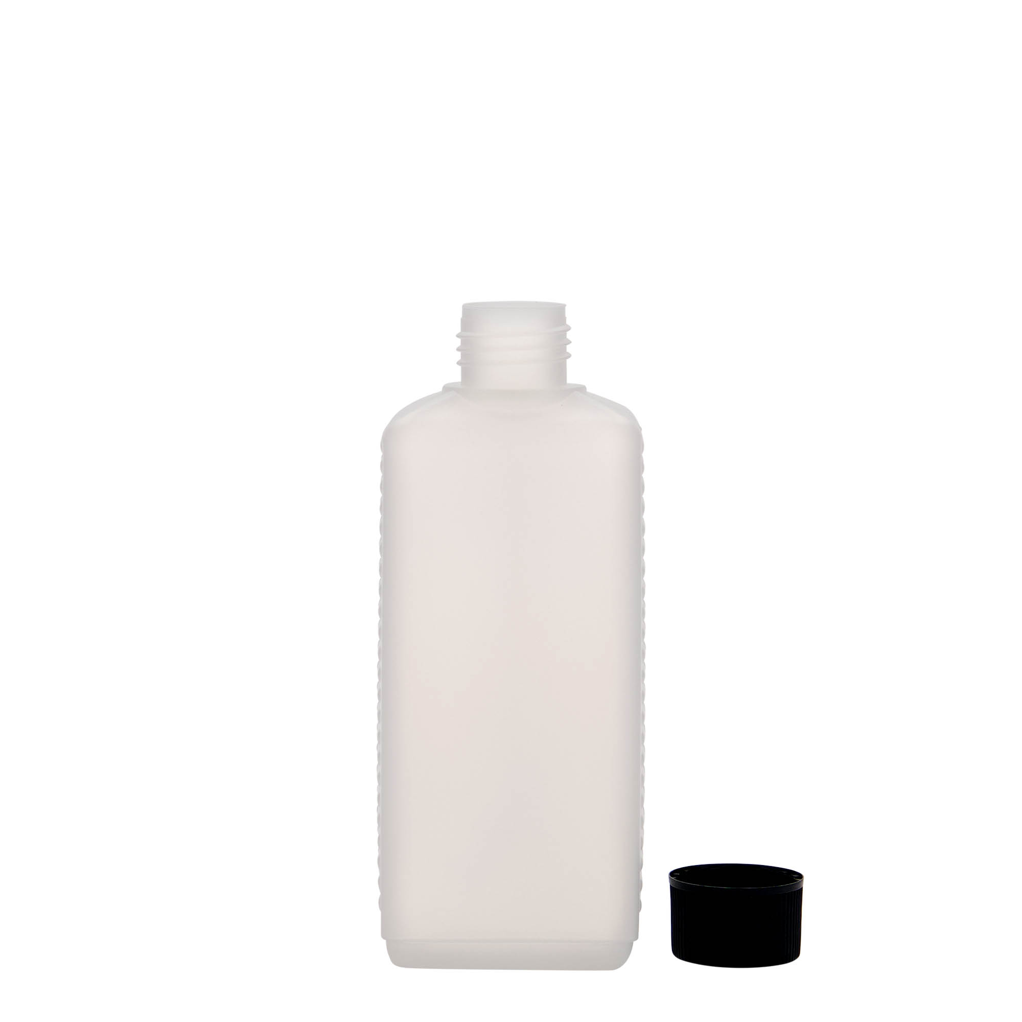 250 ml kanister steklenica, pravokotna, HDPE-plastika, naravna, odprtina: DIN 25 EPE