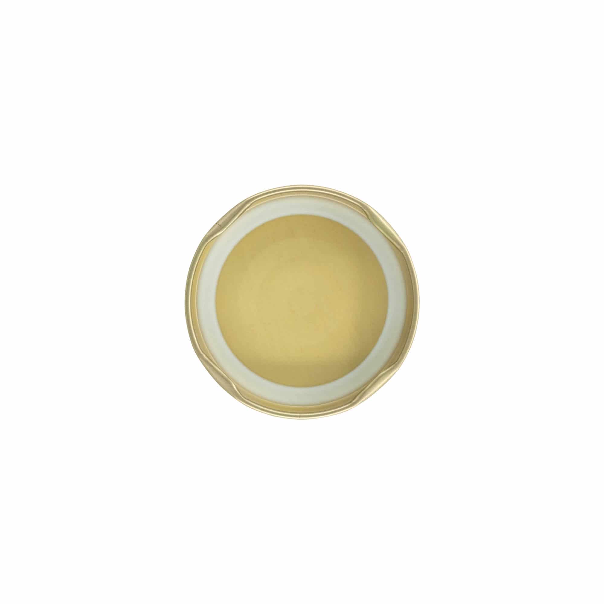 Twist-Off pokrovček, bel pločevina, zlata barva, za odprtino: TO 58