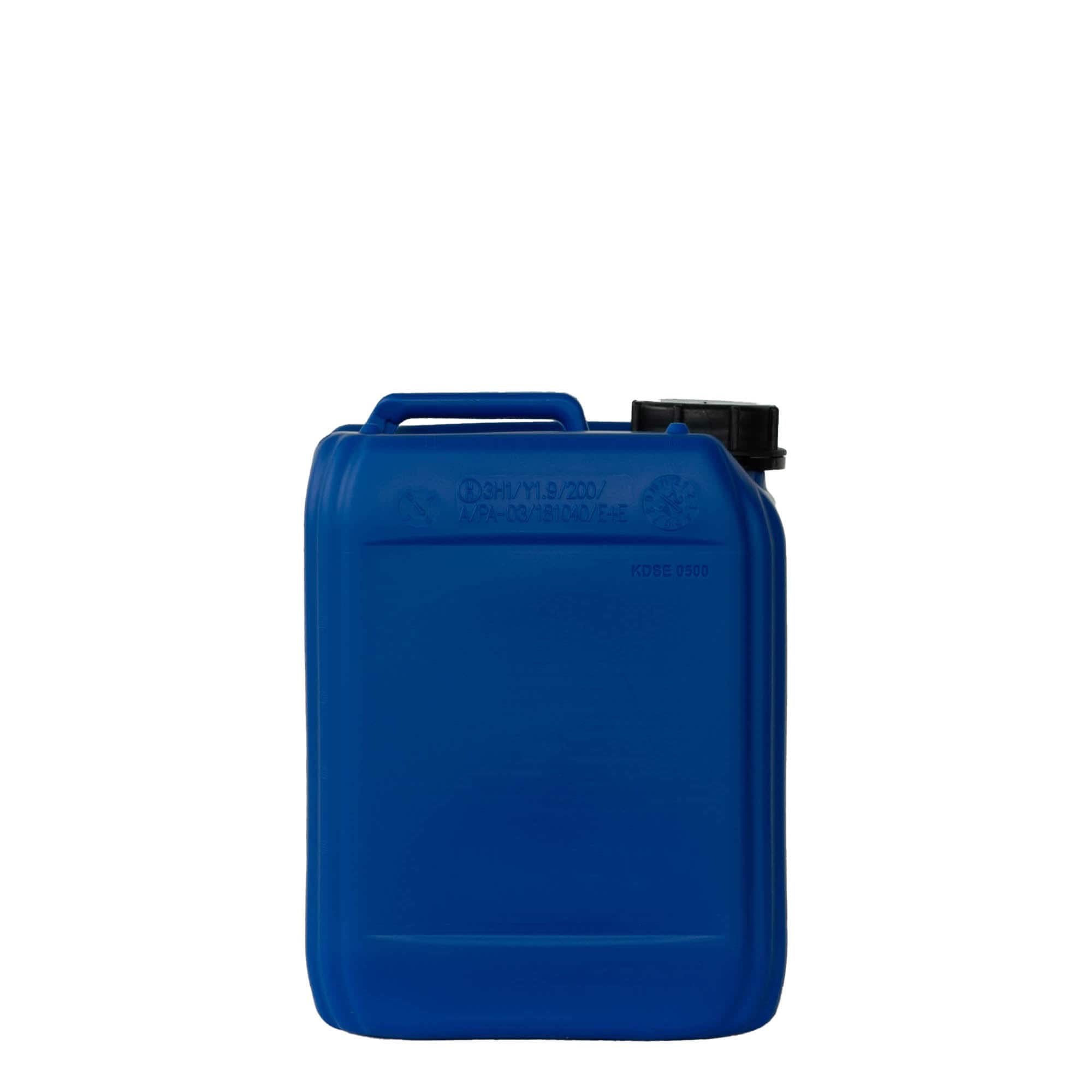 5 l kanister, pravokoten, HDPE-plastika, modra, odprtina: ND 55