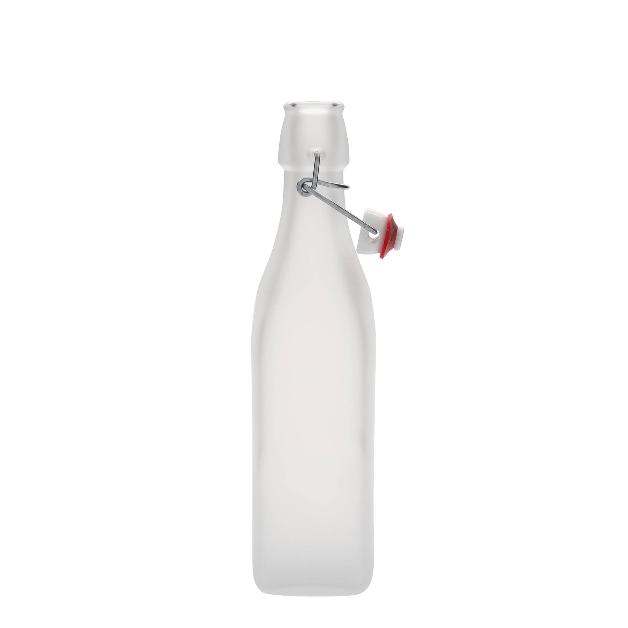 500 ml steklena steklenica 'Swing, kvadratna, bela, odprtina: s sponko