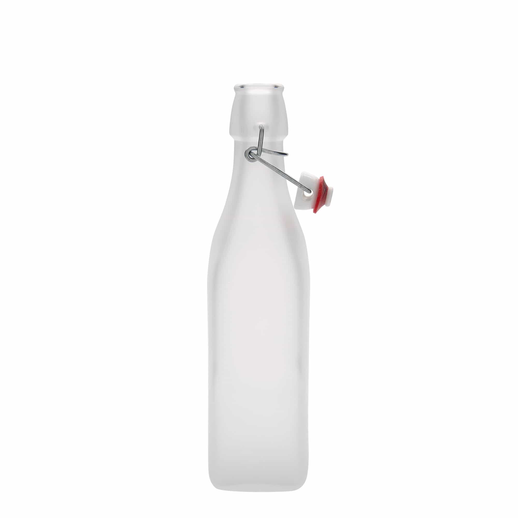 500 ml steklena steklenica 'Swing, kvadratna, bela, odprtina: s sponko 500 ml steklena steklenica 'Swing, kvadratna, bela, odprtina: s sponko