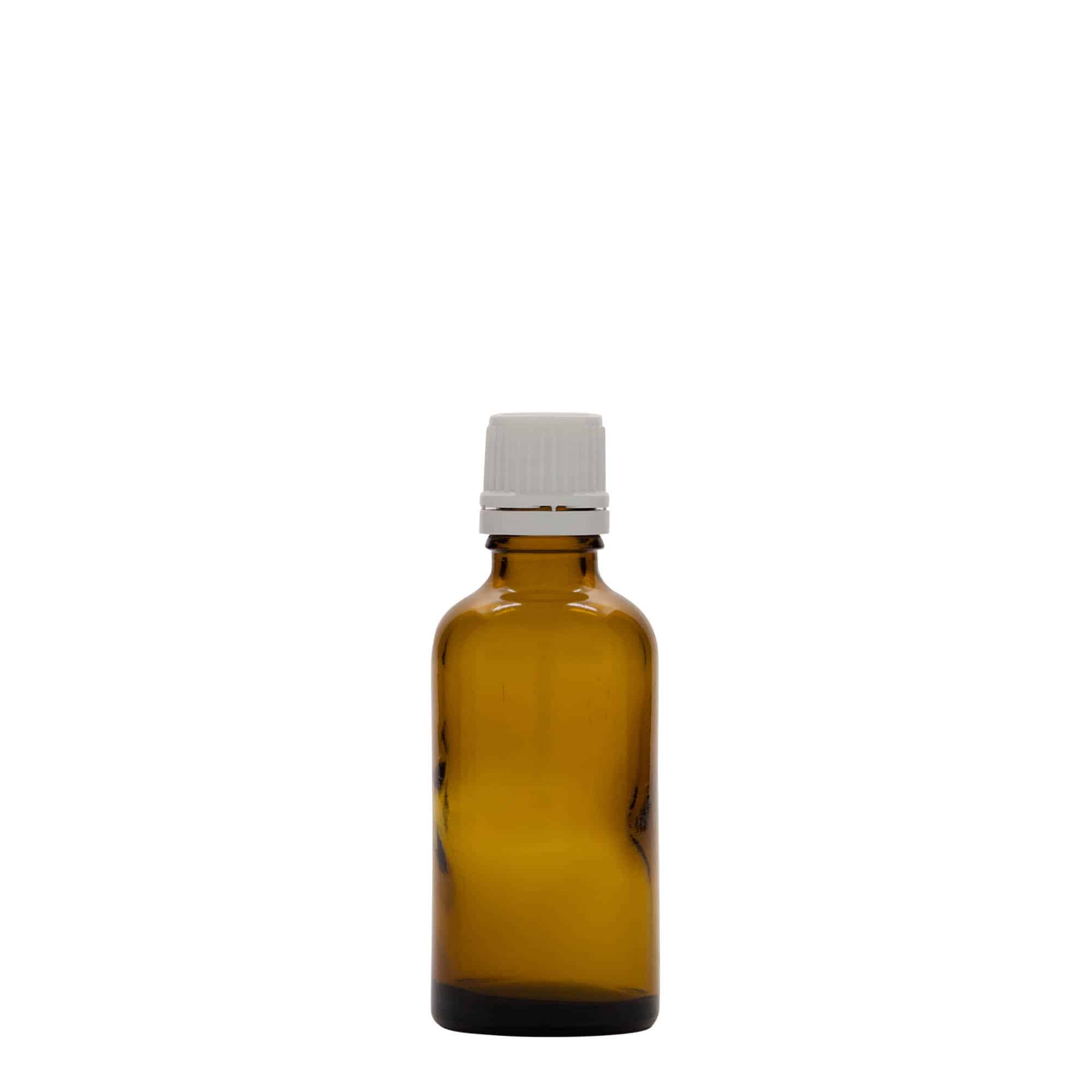50 ml steklenica za zdravila, steklo, rjava, ustje: DIN 18