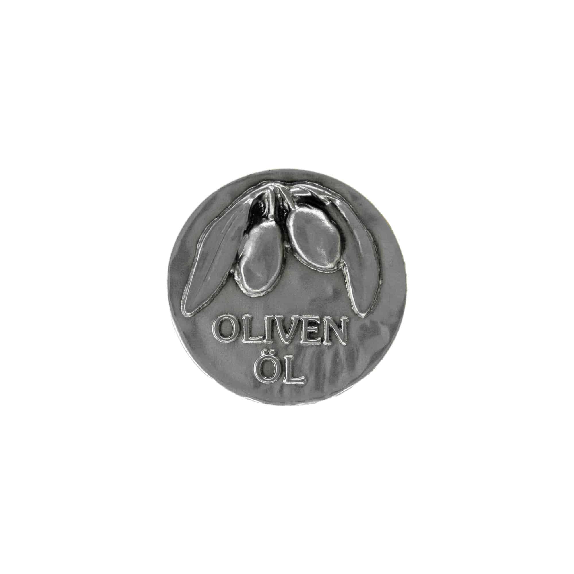 Kositrna etiketa »Olivno olje«, kovina, srebrna Kositrna etiketa »Olivno olje«, kovina, srebrna