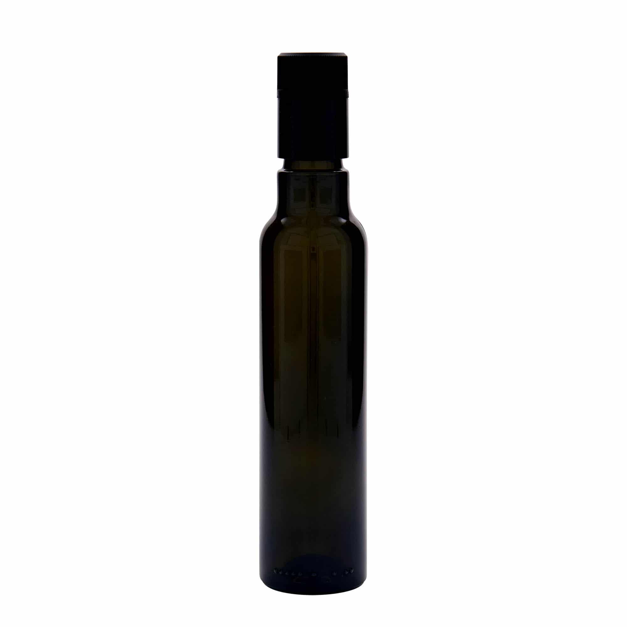 250 ml steklenica za kis/olje »Willy New«, steklo, antično zelena, ustje: DOP