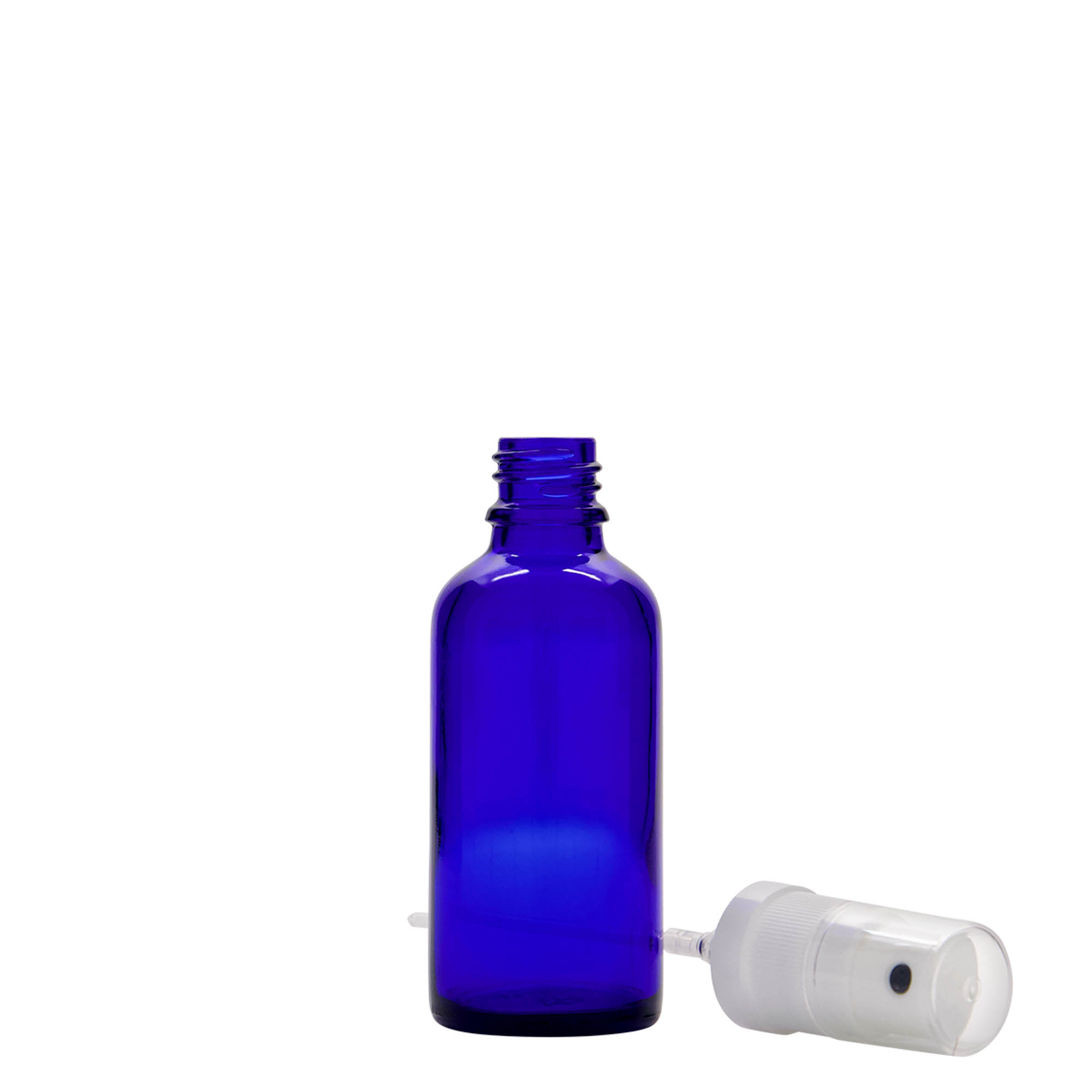 50 ml razpršilna steklenička za medicino, steklo, kraljevsko modra, odprtina: DIN 18 50 ml razpršilna steklenička za medicino, steklo, kraljevsko modra, odprtina: DIN 18