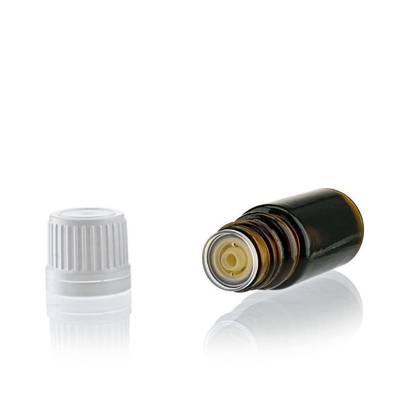 5 ml steklenica za zdravila, steklo, rjava, ustje: DIN 18