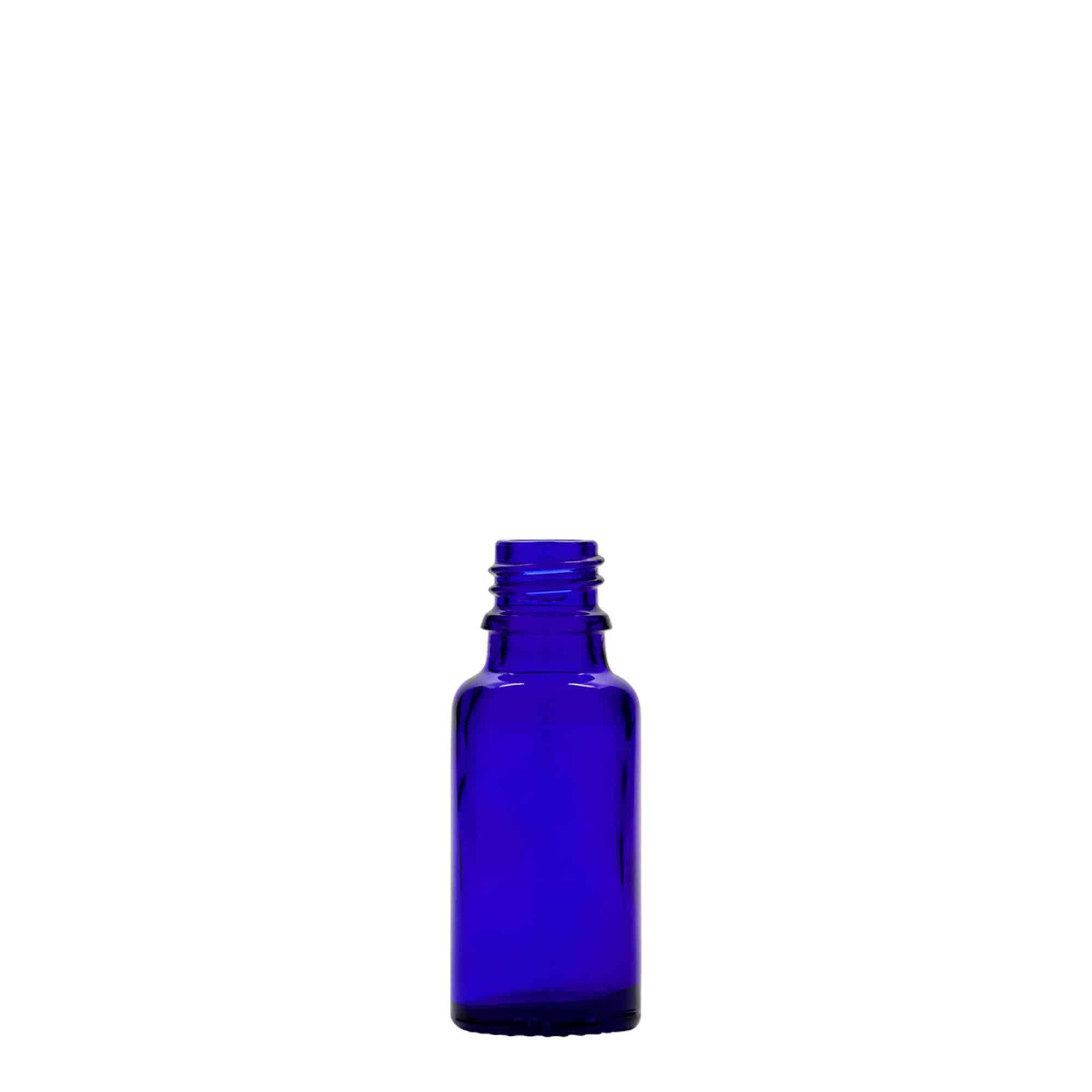 20 ml medicinska steklenička, steklo, kraljevsko modra, odprtina: DIN 18