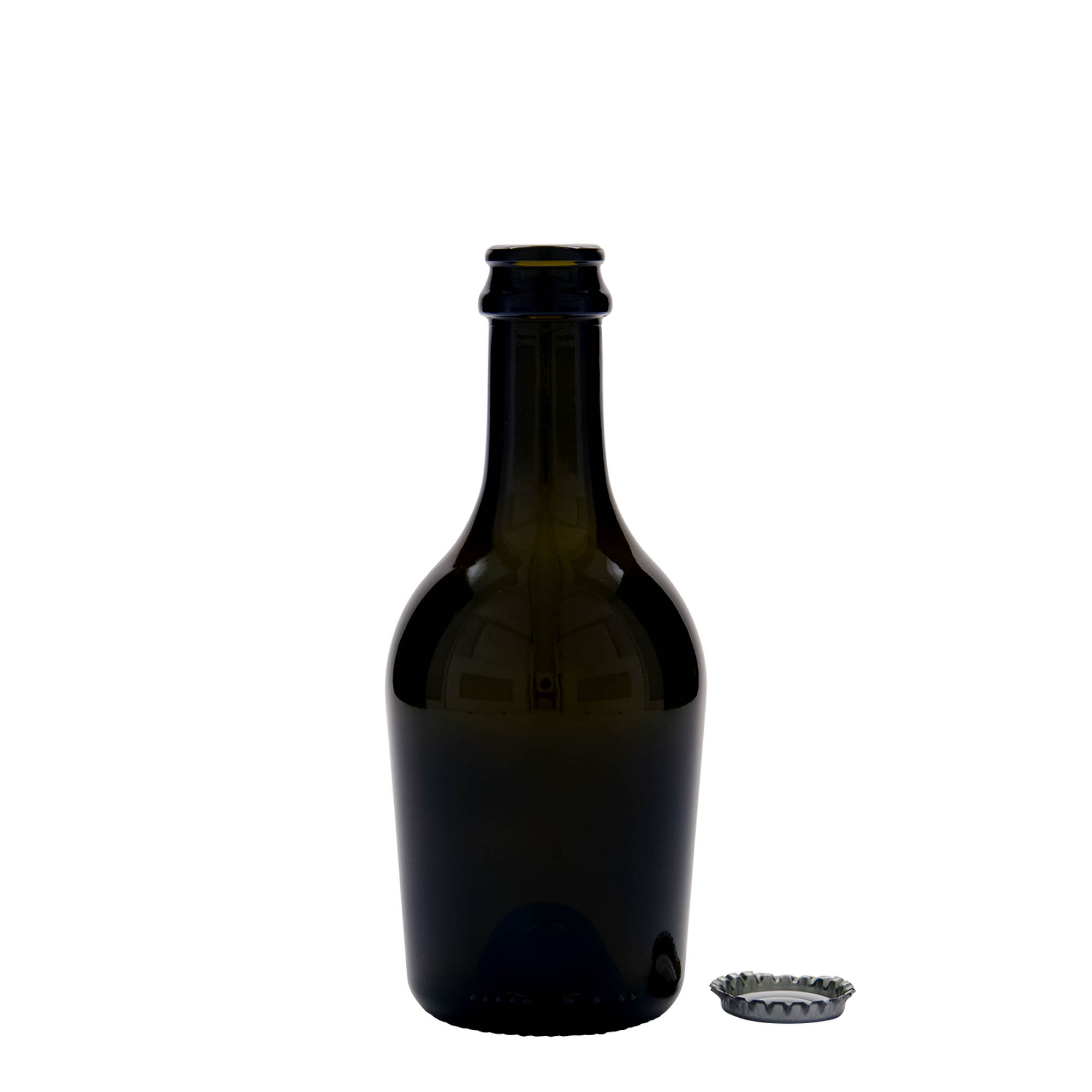 330 ml steklenica za pivo/šampanjec 'Butterfly', steklo, starozeleno, odprtina: kronkapa