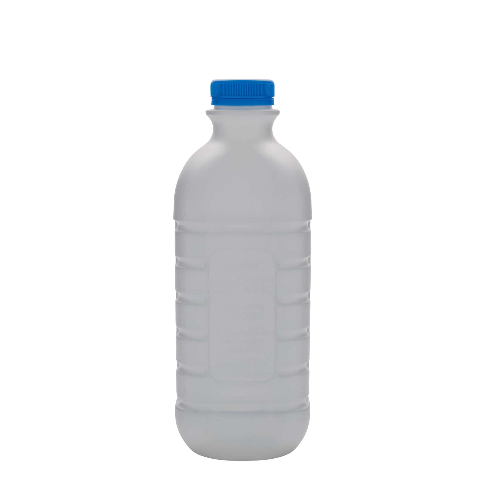 1000 ml steklenica za mleko, pravokotna, plastika HDPE, bela, ustje: PEHD40