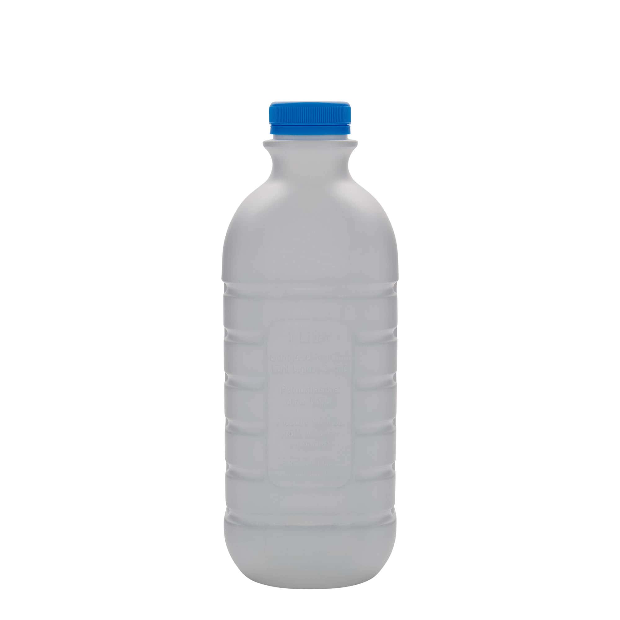 1.000 ml steklenica za mleko, pravokotna, HDPE-plastika, bela, odprtina: PEHD40