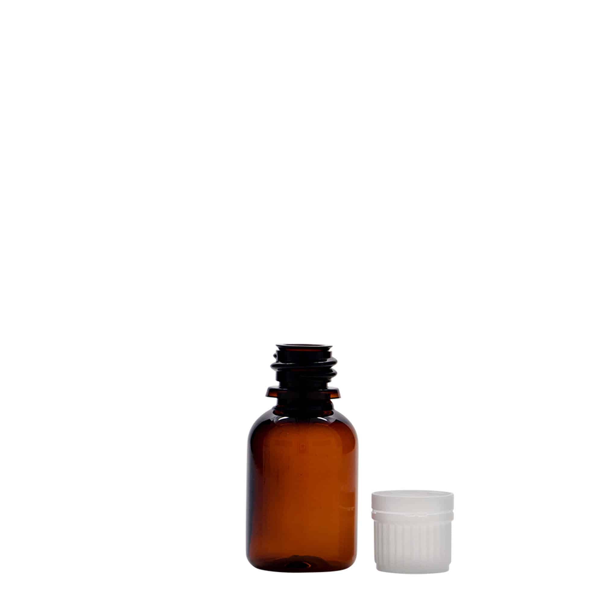 20 ml PET-medicinska steklenička 'Easy Living', rjava, plastika, odprtina: DIN 18