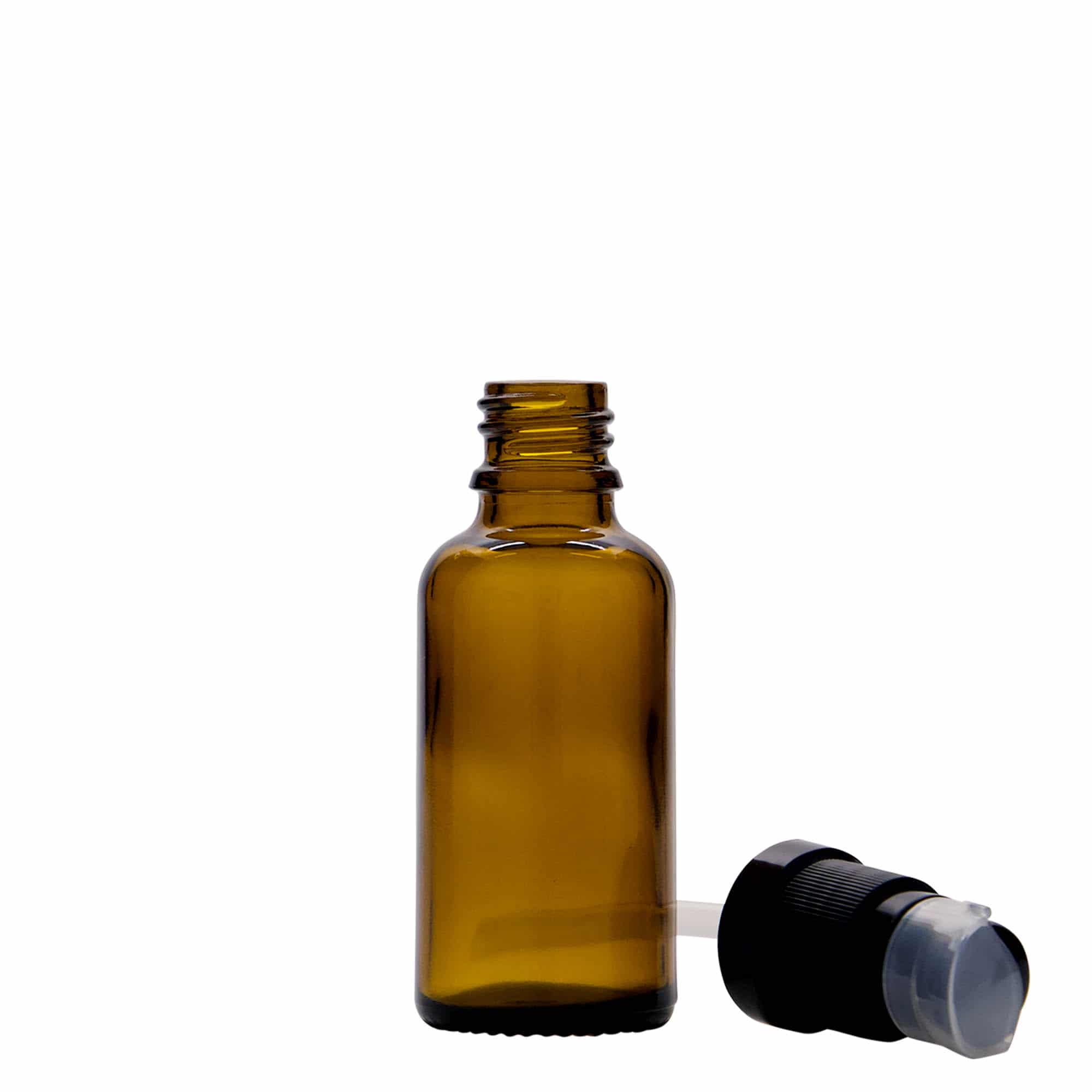 30 ml steklenica za zdravila s črpalko za losjon, steklo, rjava, ustje: DIN 18