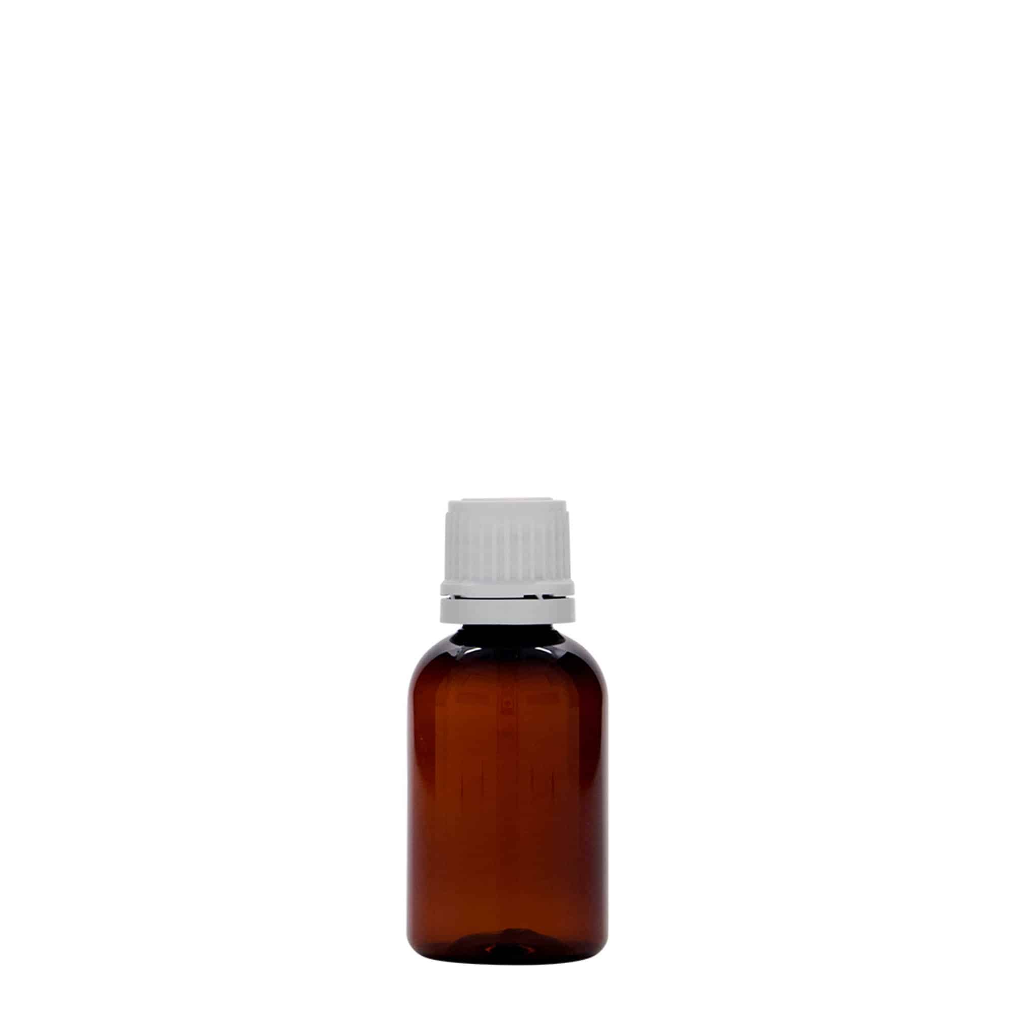 30 ml steklenica za zdravila PET »Easy Living«, rjava, plastika, ustje: DIN 18