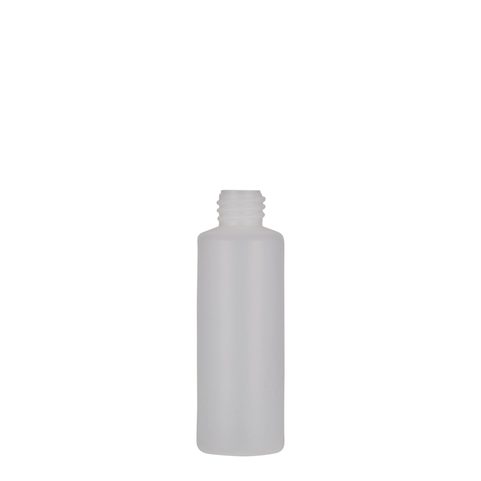 50 ml okrogla steklenička, PE-plastika, naravna, odprtina: navojni zamašek