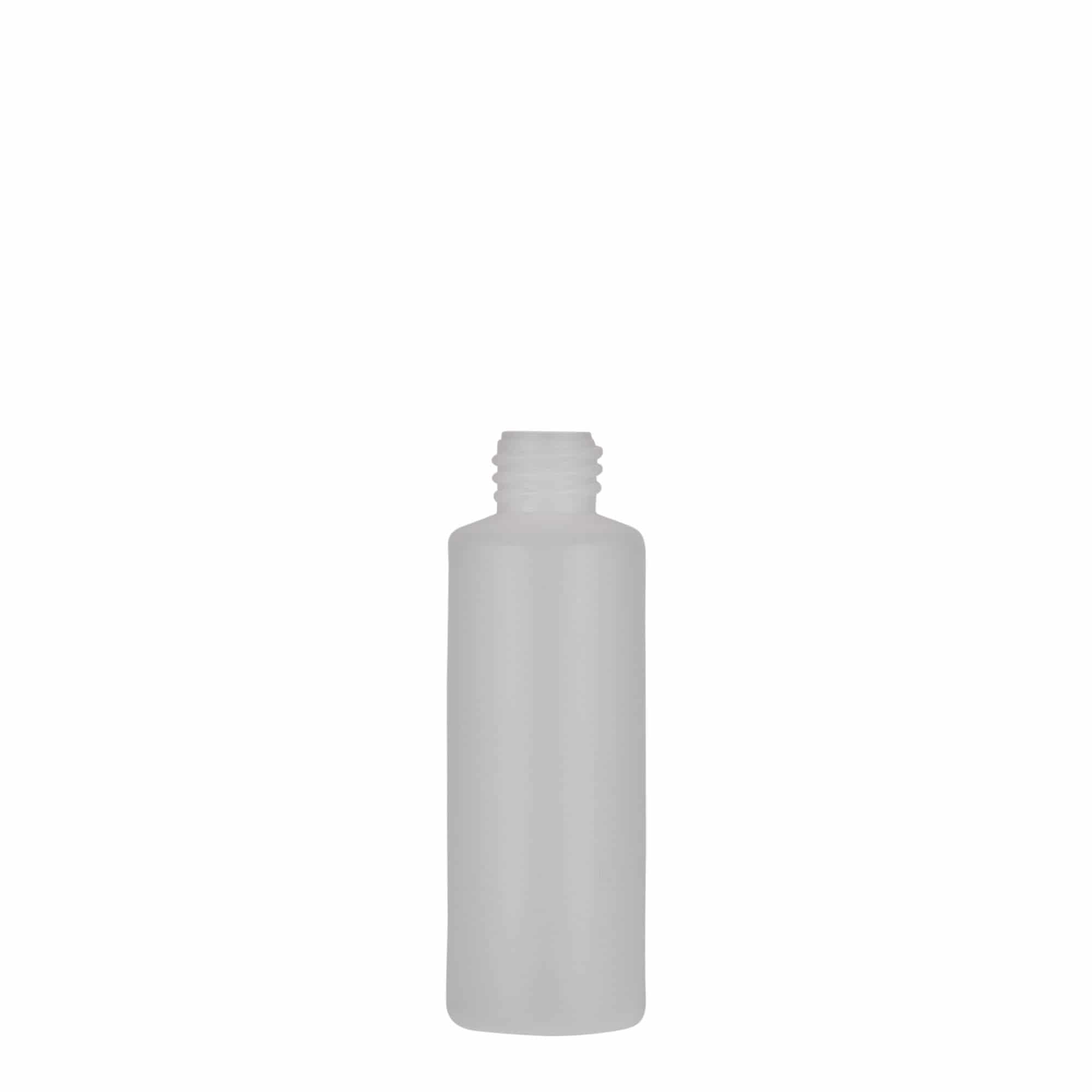 50 ml okrogla steklenička, PE-plastika, naravna, odprtina: navojni zamašek