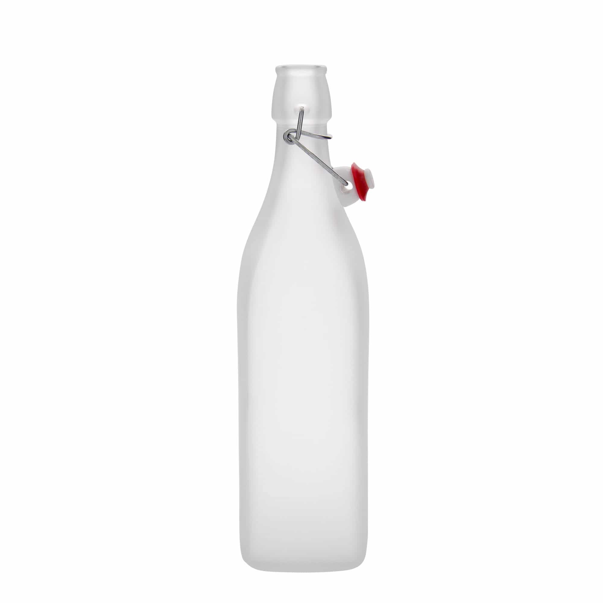 1000 ml steklena steklenica »Swing«, kvadratna, bela, ustje: zamašek s tesnilom