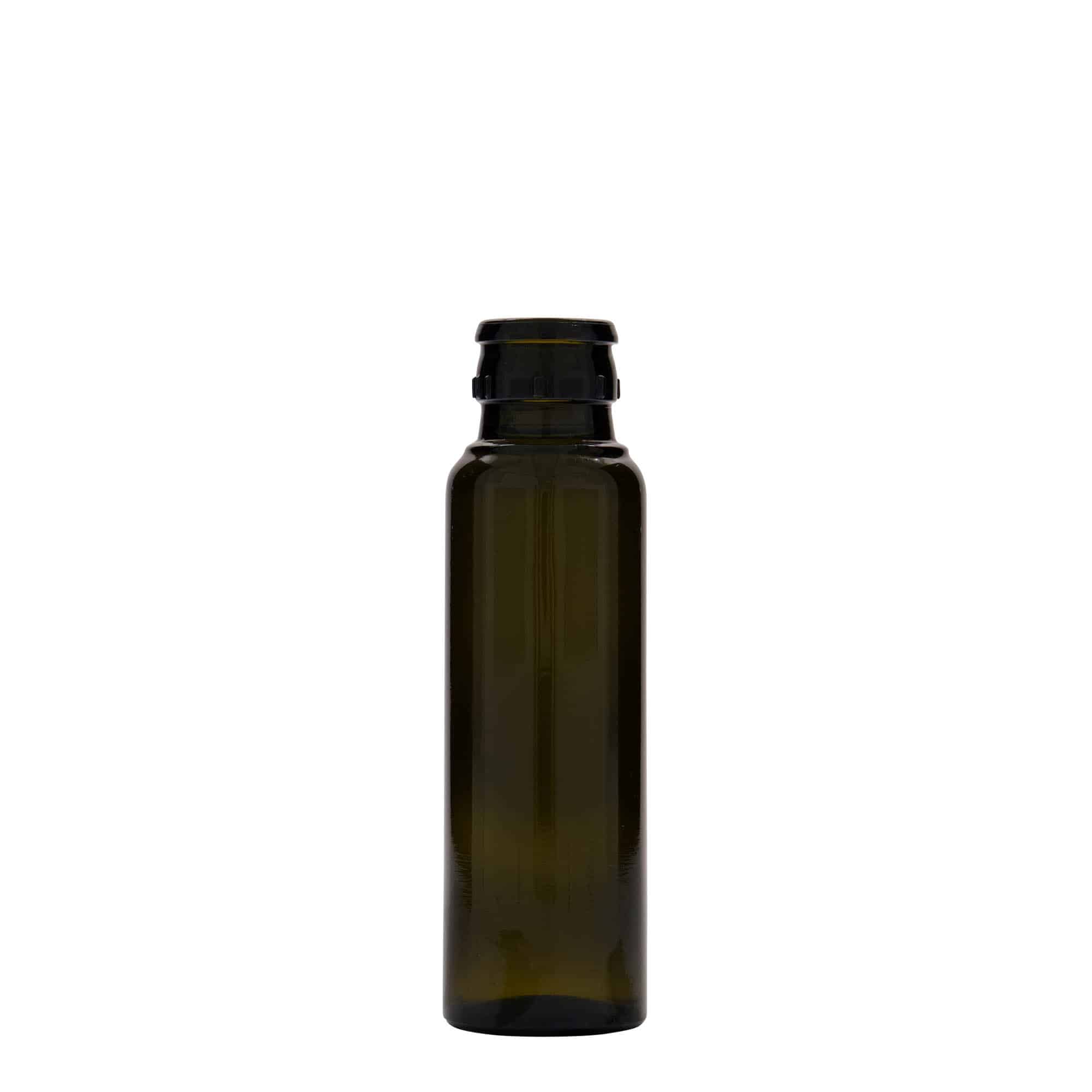 100 ml steklenica za kis/olje »Willy New«, steklo, antično zelena, ustje: DOP