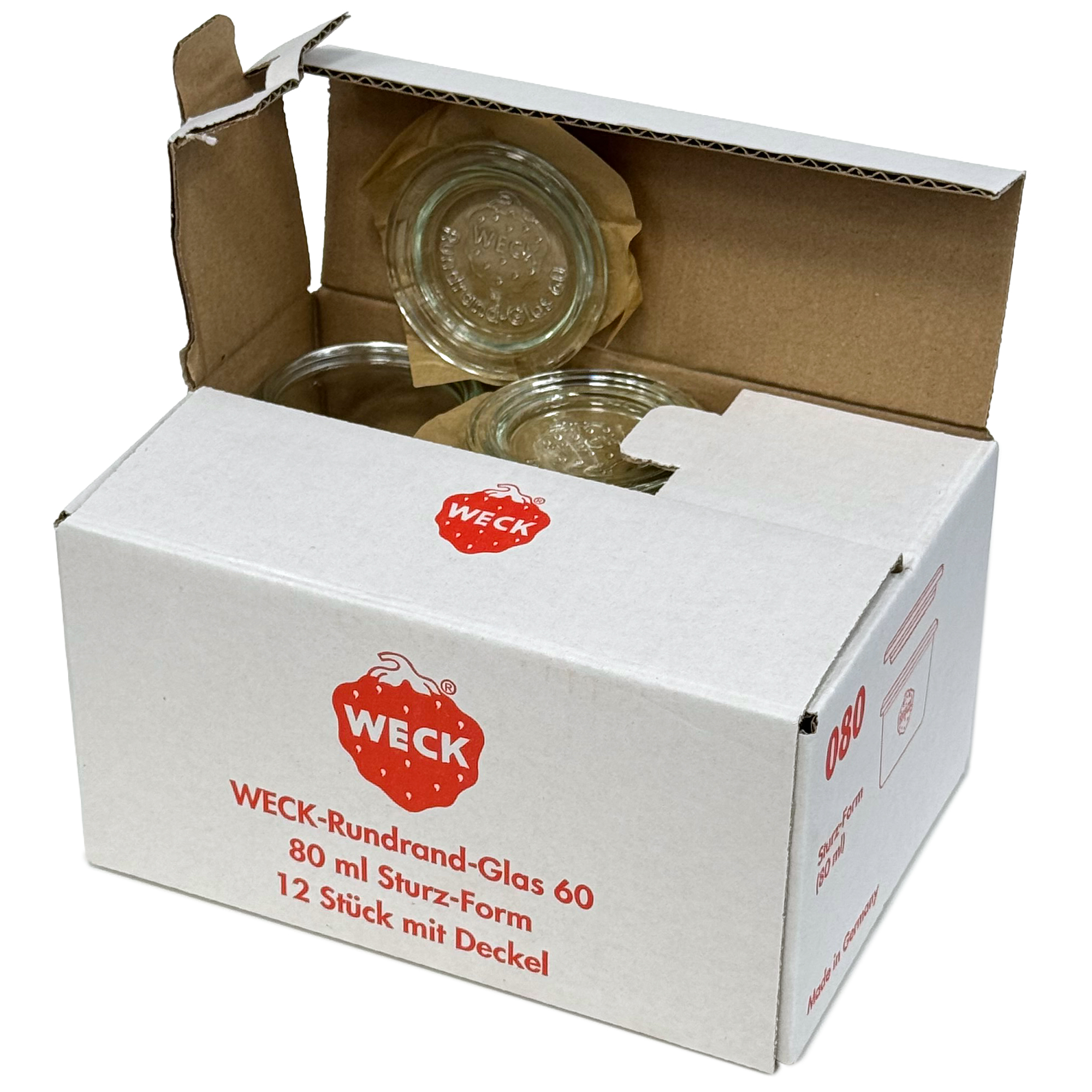 12x 80 ml WECK kozarec za vlaganje s steklenim pokrovom RR 60