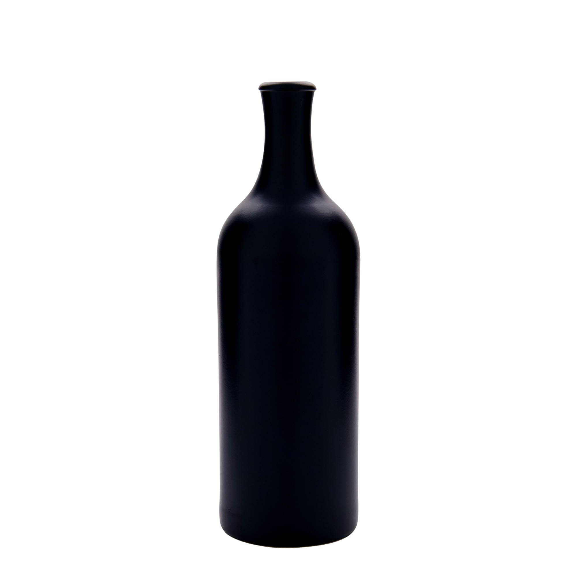 750 ml vrč iz glinene posode z dolgim vratom, kamenina, črna, odprtina: pluta