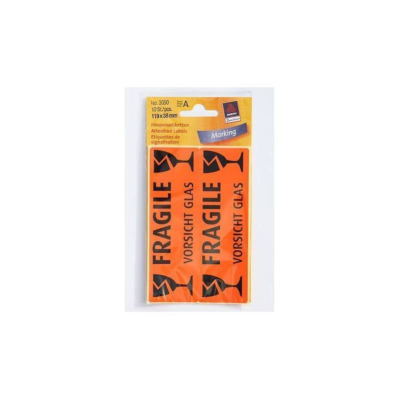 Namenske nalepke »Previdno, steklo«, papir, črno-oranžna Namenske nalepke »Previdno, steklo«, papir, črno-oranžna
