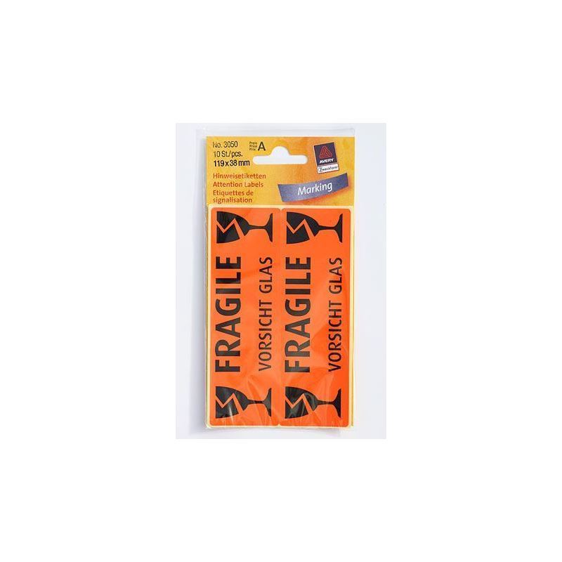 Zweckform nalepke 'Pozor steklo', papir, črno-oranžne barve