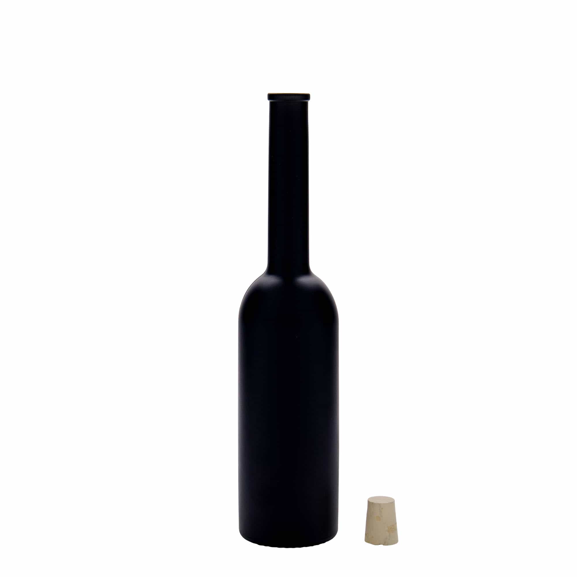 200 ml steklena steklenica »Opera«, črna, ustje: pluta